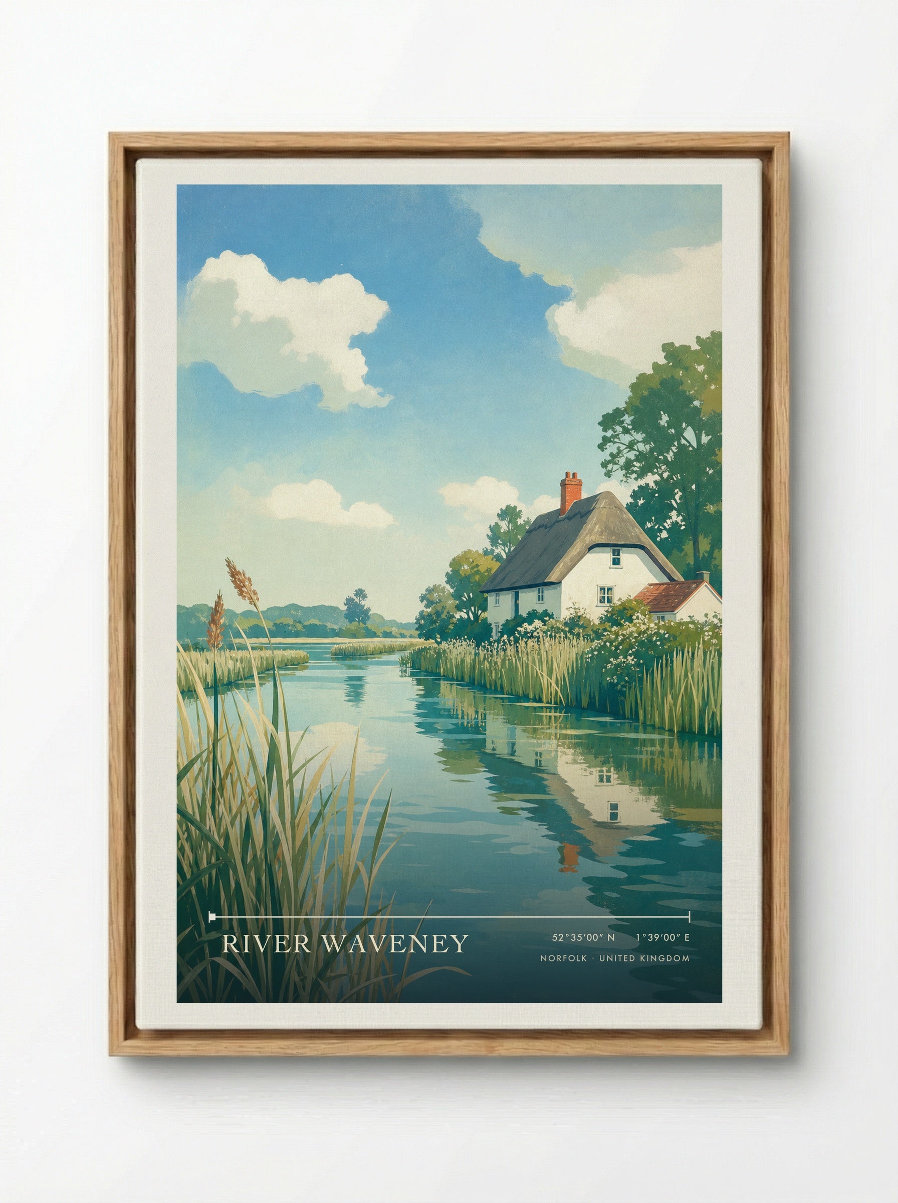 River Waveney Norfolk United Kingdom Travel Poster - Framed Canvas Wood