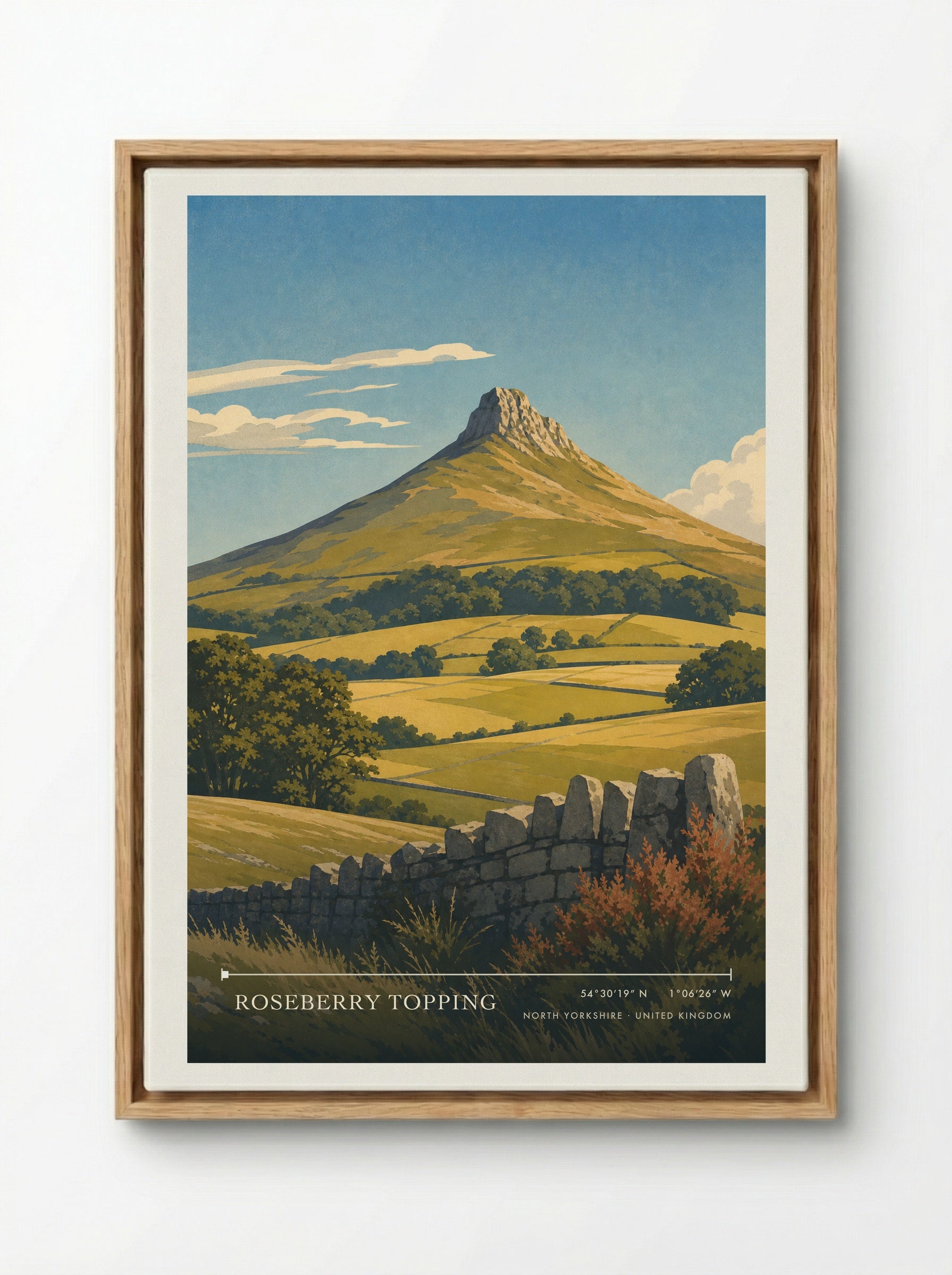 Roseberry Topping North Yorkshire United Kingdom Travel Poster - Framed Canvas Wood