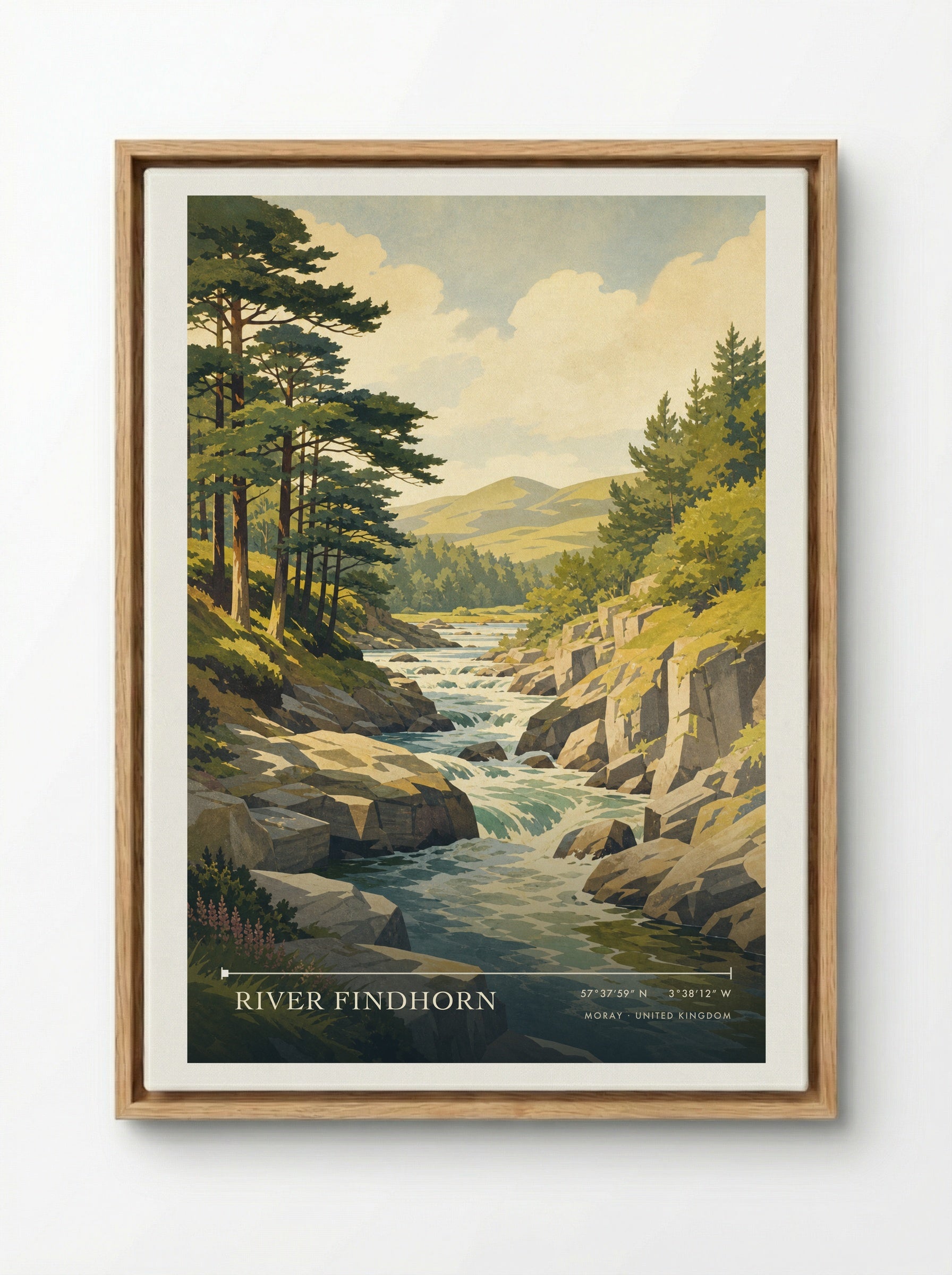 River Findhorn Moray United Kingdom Travel Poster - Framed Canvas Wood