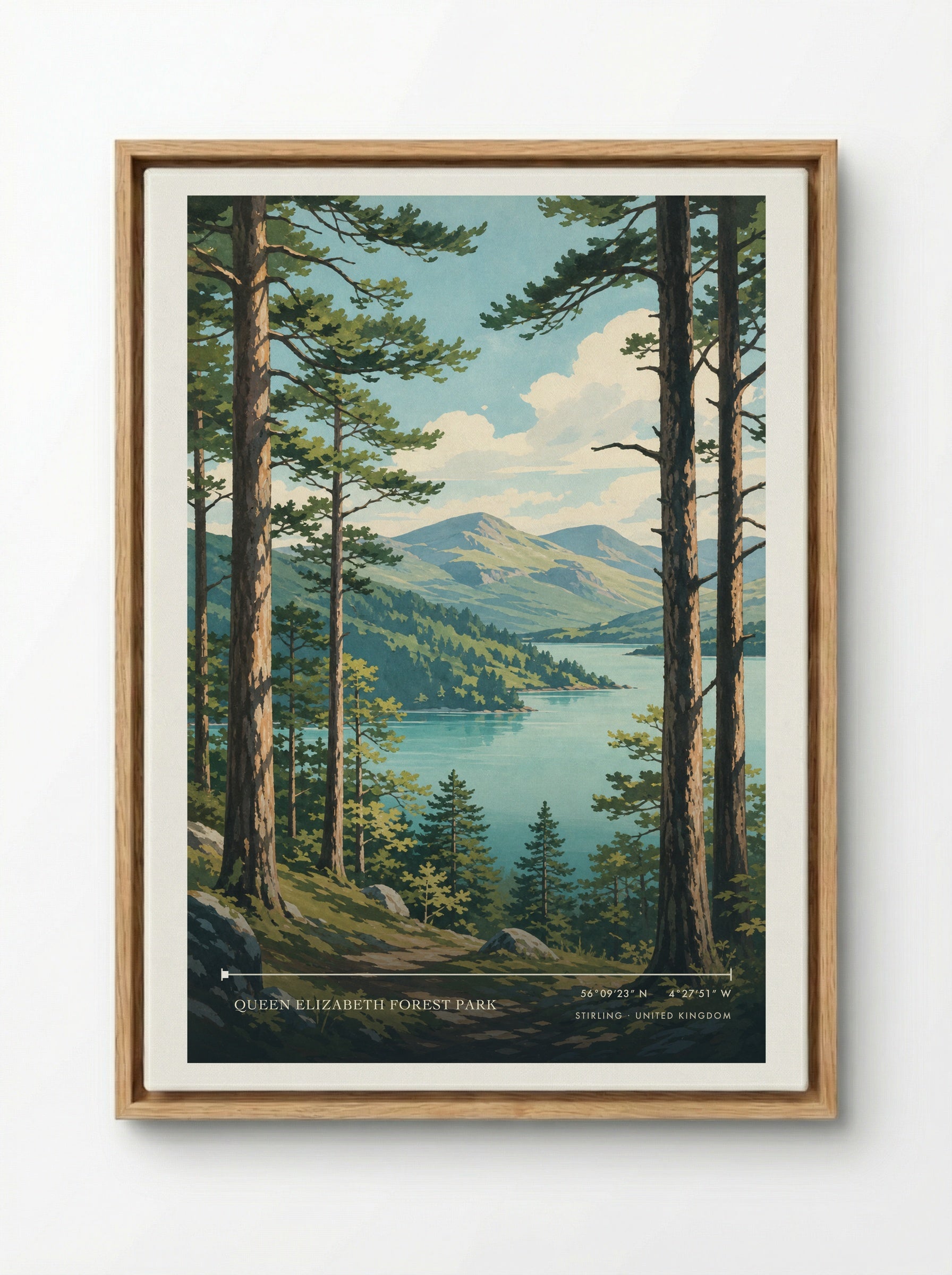Queen Elizabeth Forest Park Stirling United Kingdom Travel Poster - Framed Canvas Wood