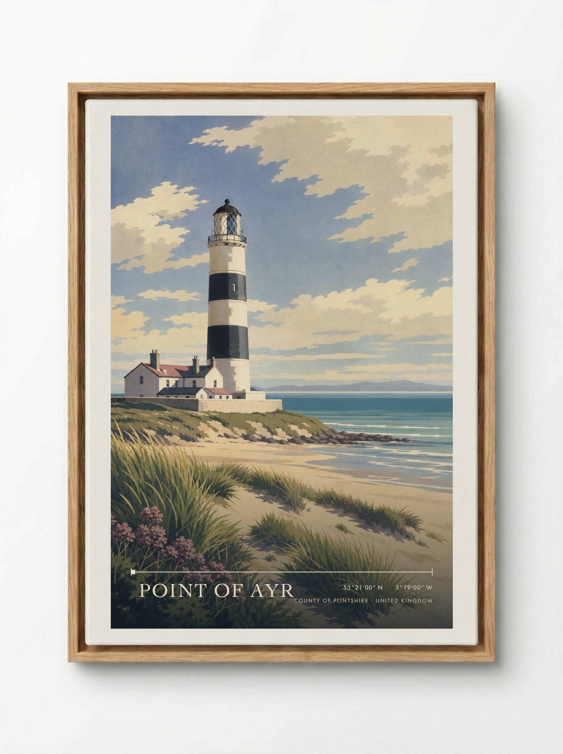 Point of Ayr County of Flintshire United Kingdom Travel Poster - Framed Canvas Wood