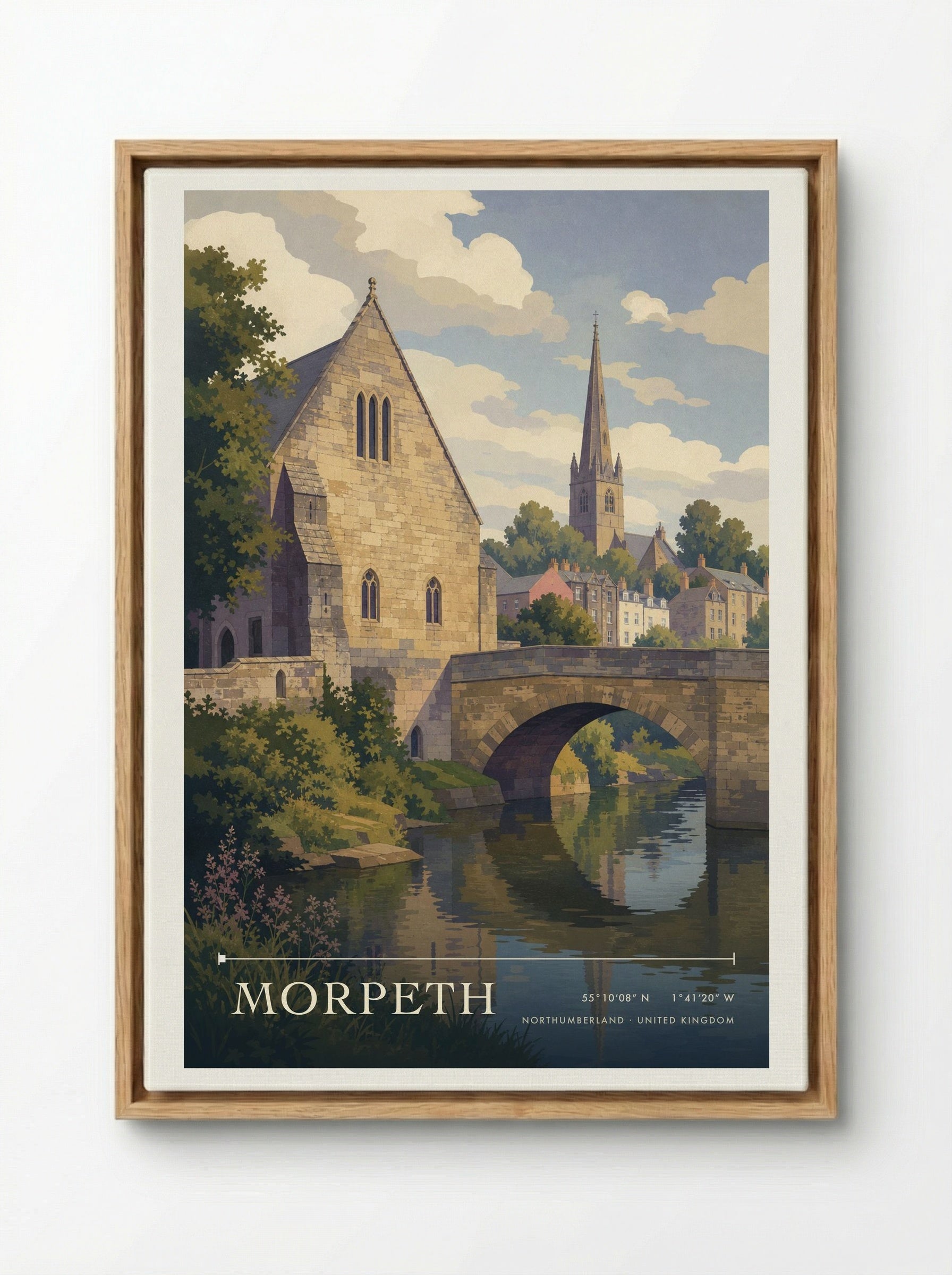 Morpeth Northumberland United Kingdom Travel Poster - Framed Canvas Wood