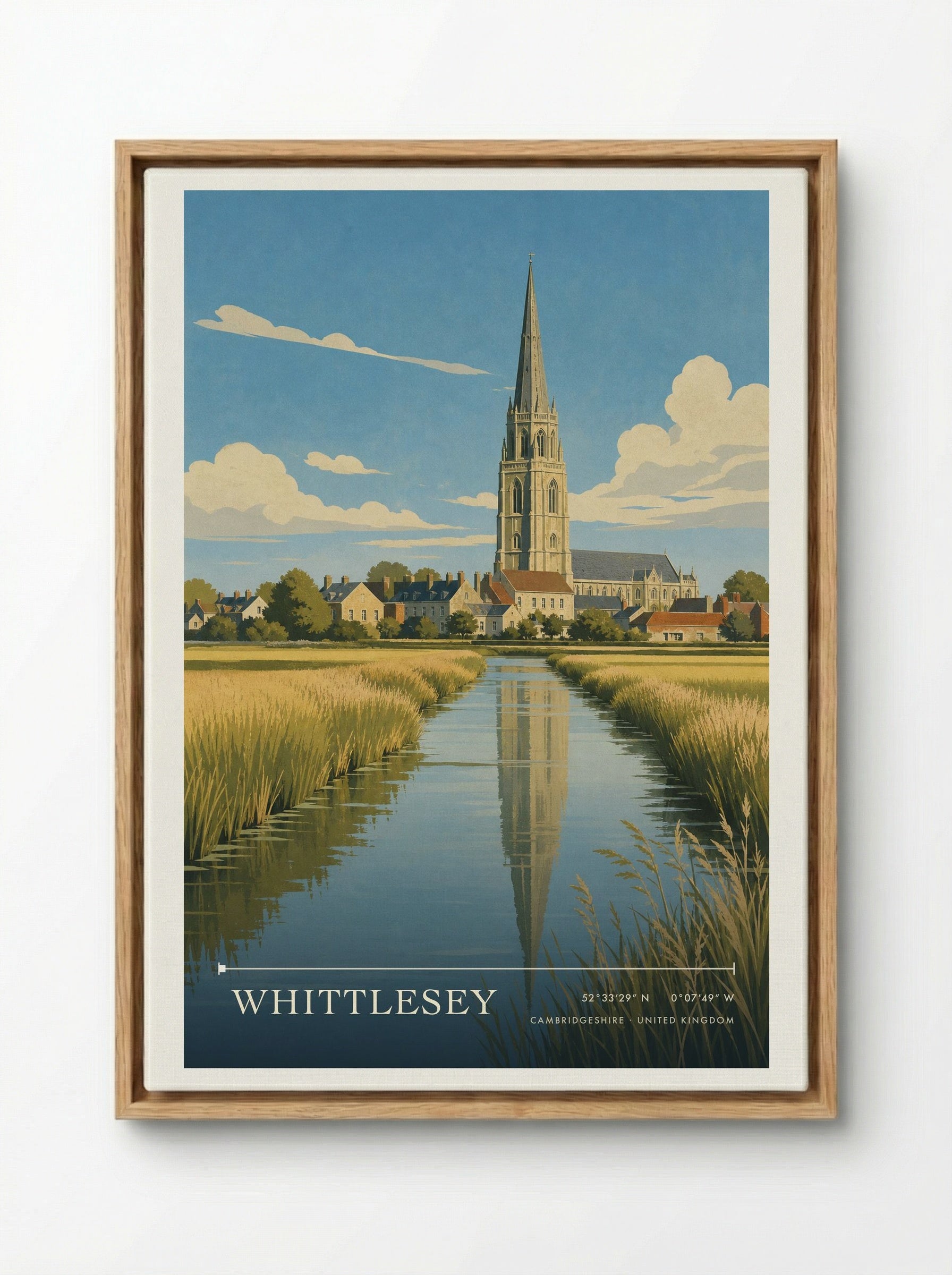 Whittlesey Cambridgeshire United Kingdom Travel Poster - Framed Canvas Wood