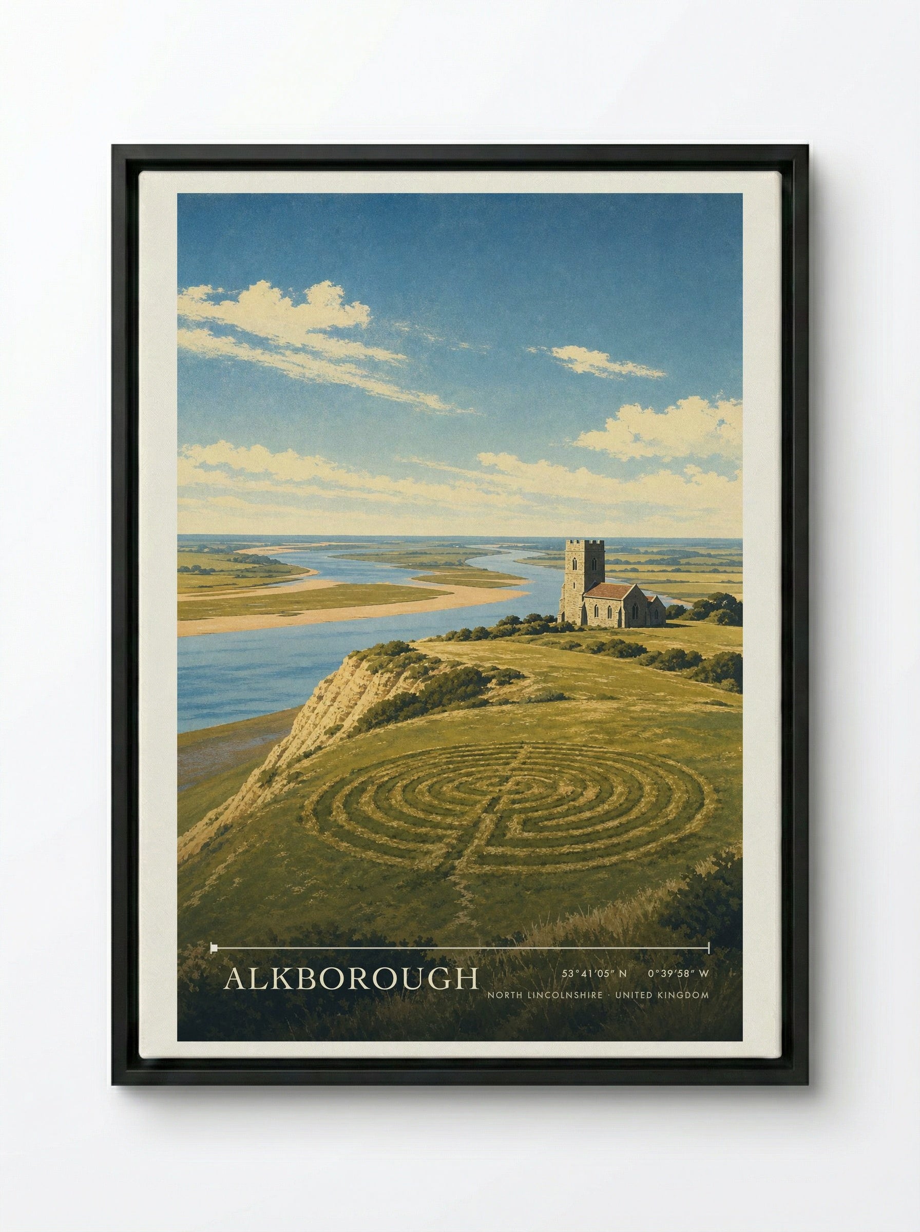 Alkborough North Lincolnshire United Kingdom Travel Poster - Framed Canvas Black