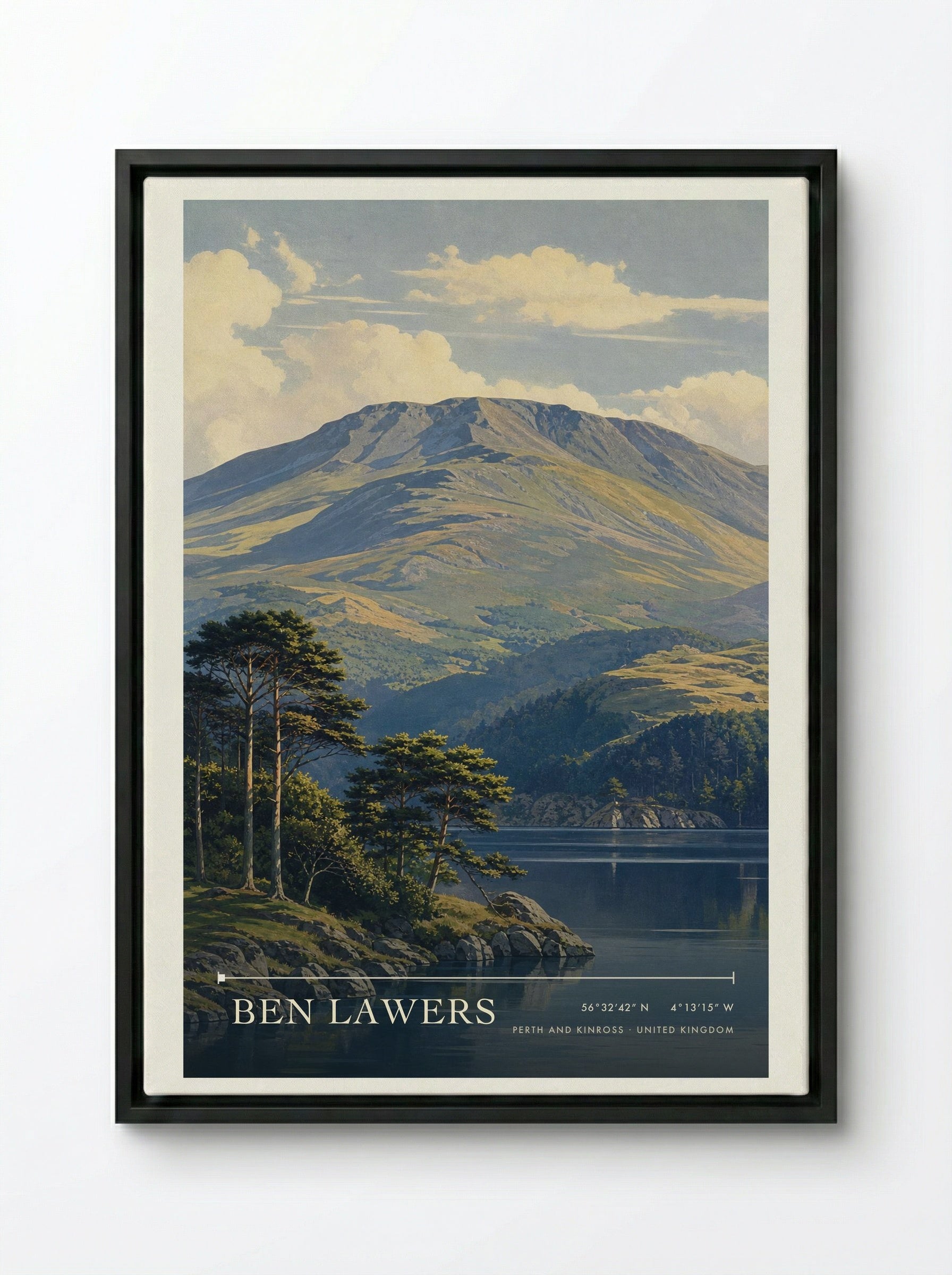 Ben Lawers Perth and Kinross United Kingdom Travel Poster - Framed Canvas Black