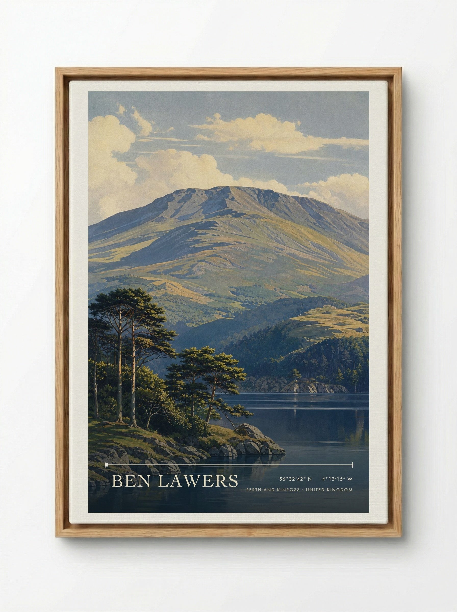 Ben Lawers Perth and Kinross United Kingdom Travel Poster - Framed Canvas Wood