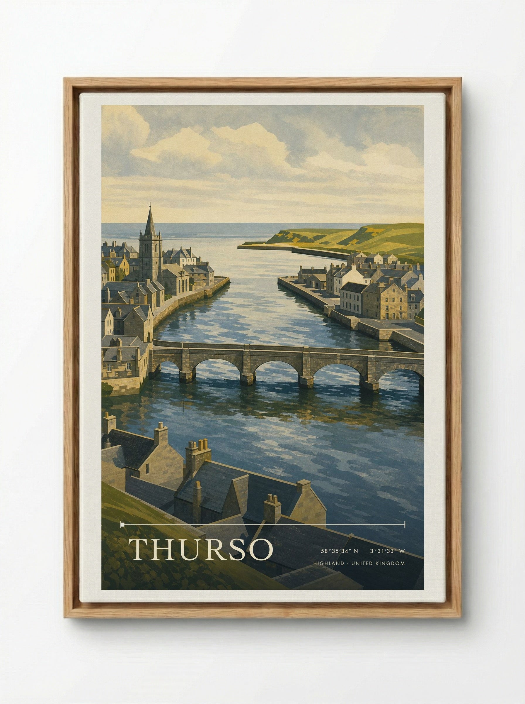 Thurso Highland United Kingdom Travel Poster - Framed Canvas Wood