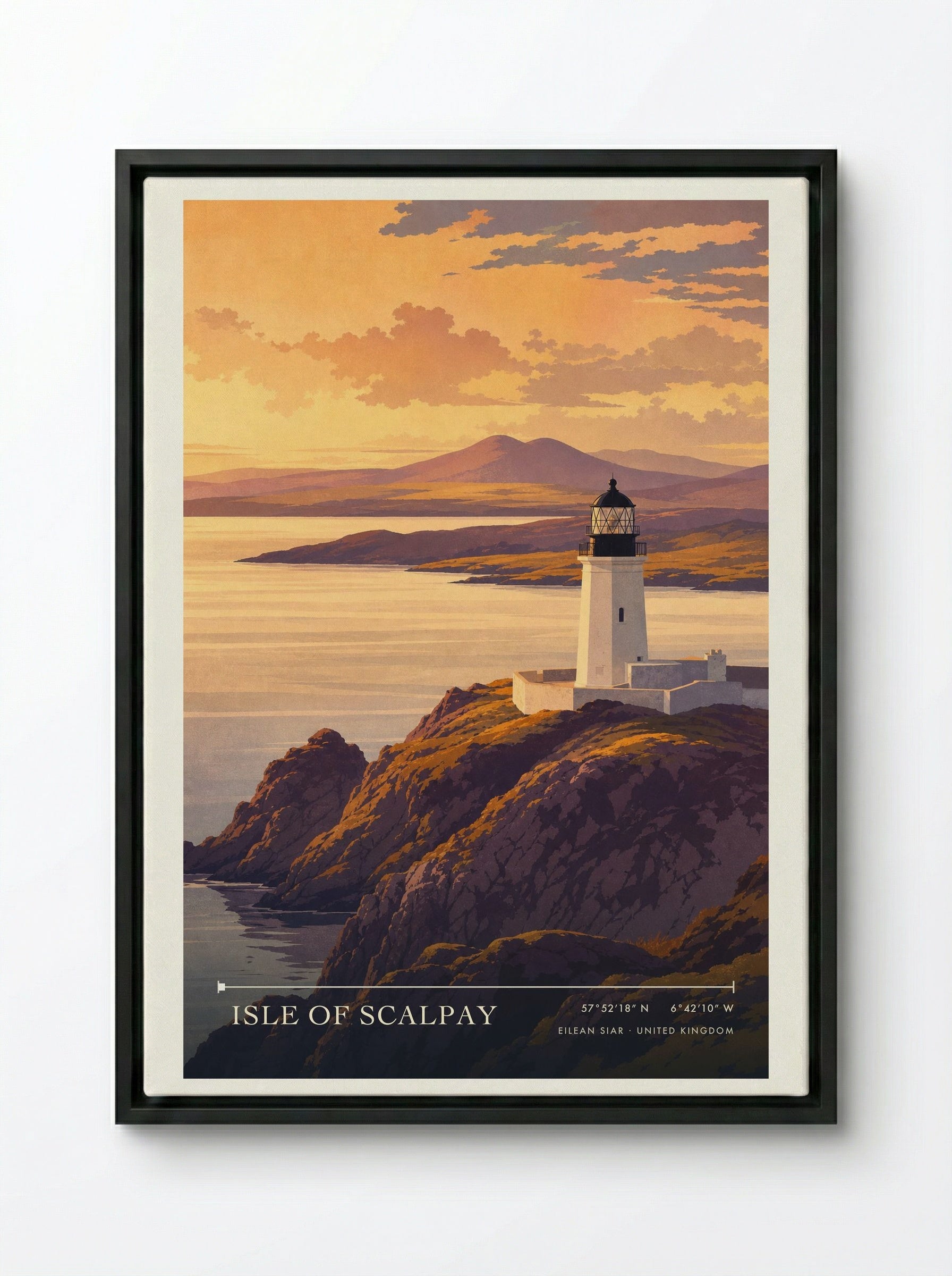 Isle of Scalpay Eilean Siar United Kingdom Travel Poster - Framed Canvas Black