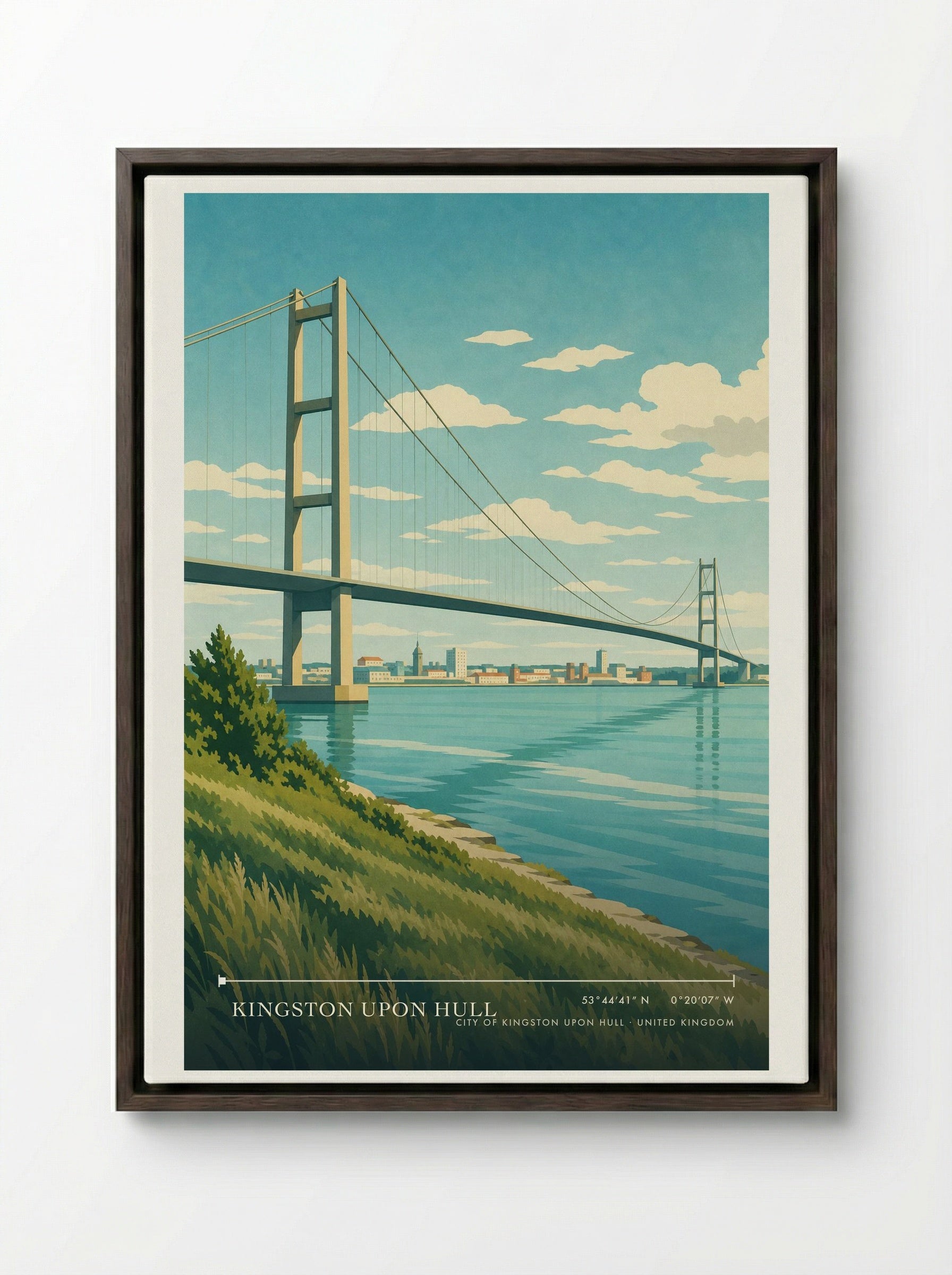 Kingston upon Hull City of Kingston upon Hull United Kingdom Travel Poster - Framed Canvas Dark Wood