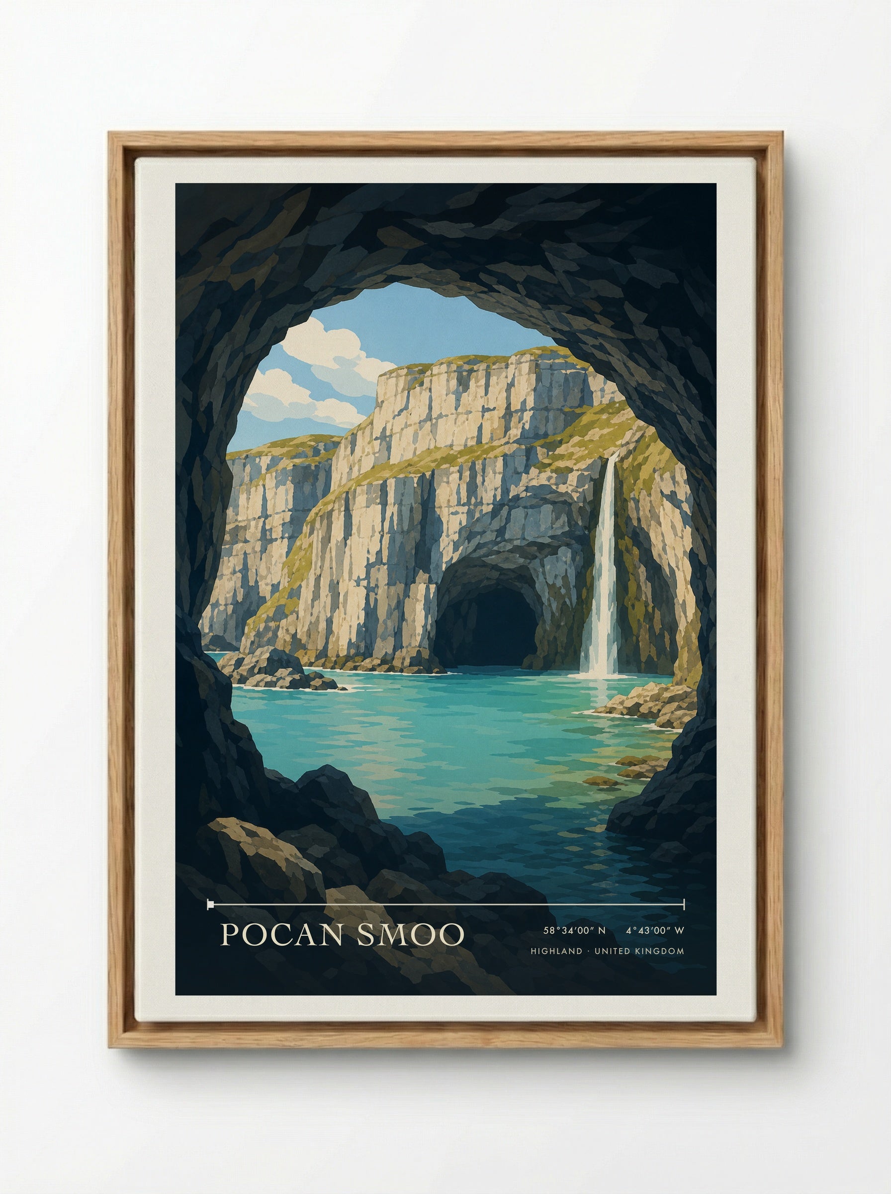 Pocan Smoo Highland United Kingdom Travel Poster - Framed Canvas Wood