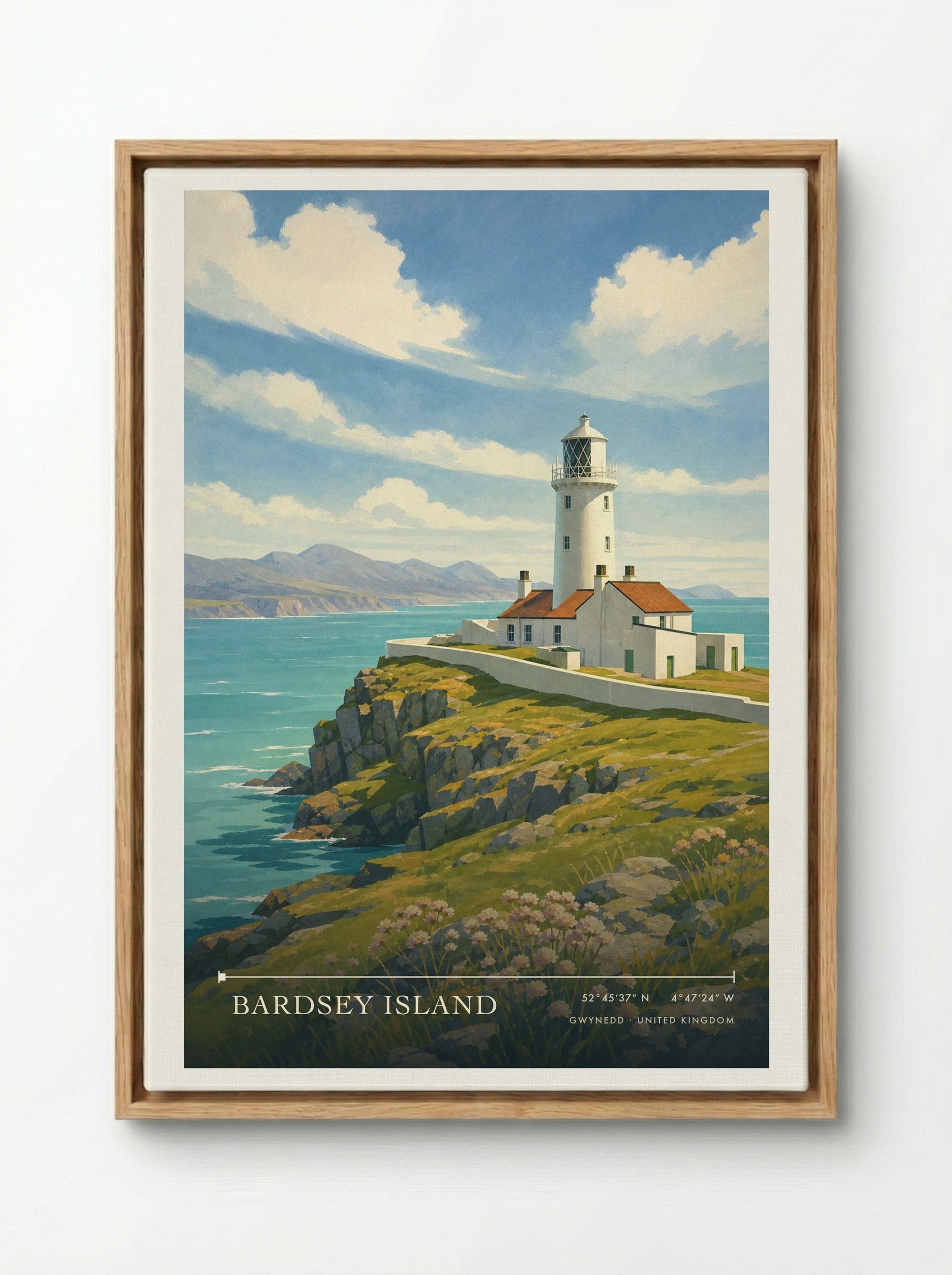 Bardsey Island Gwynedd United Kingdom Travel Poster - Framed Canvas Wood