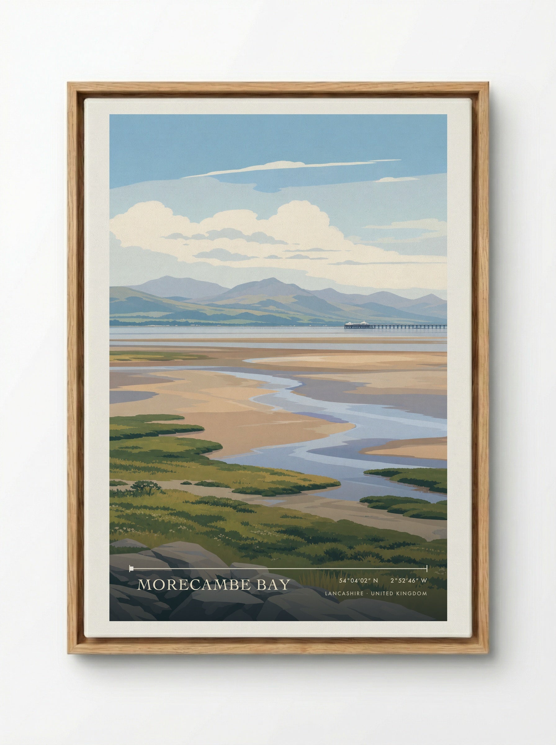 Morecambe Bay Lancashire United Kingdom Travel Poster - Framed Canvas Wood