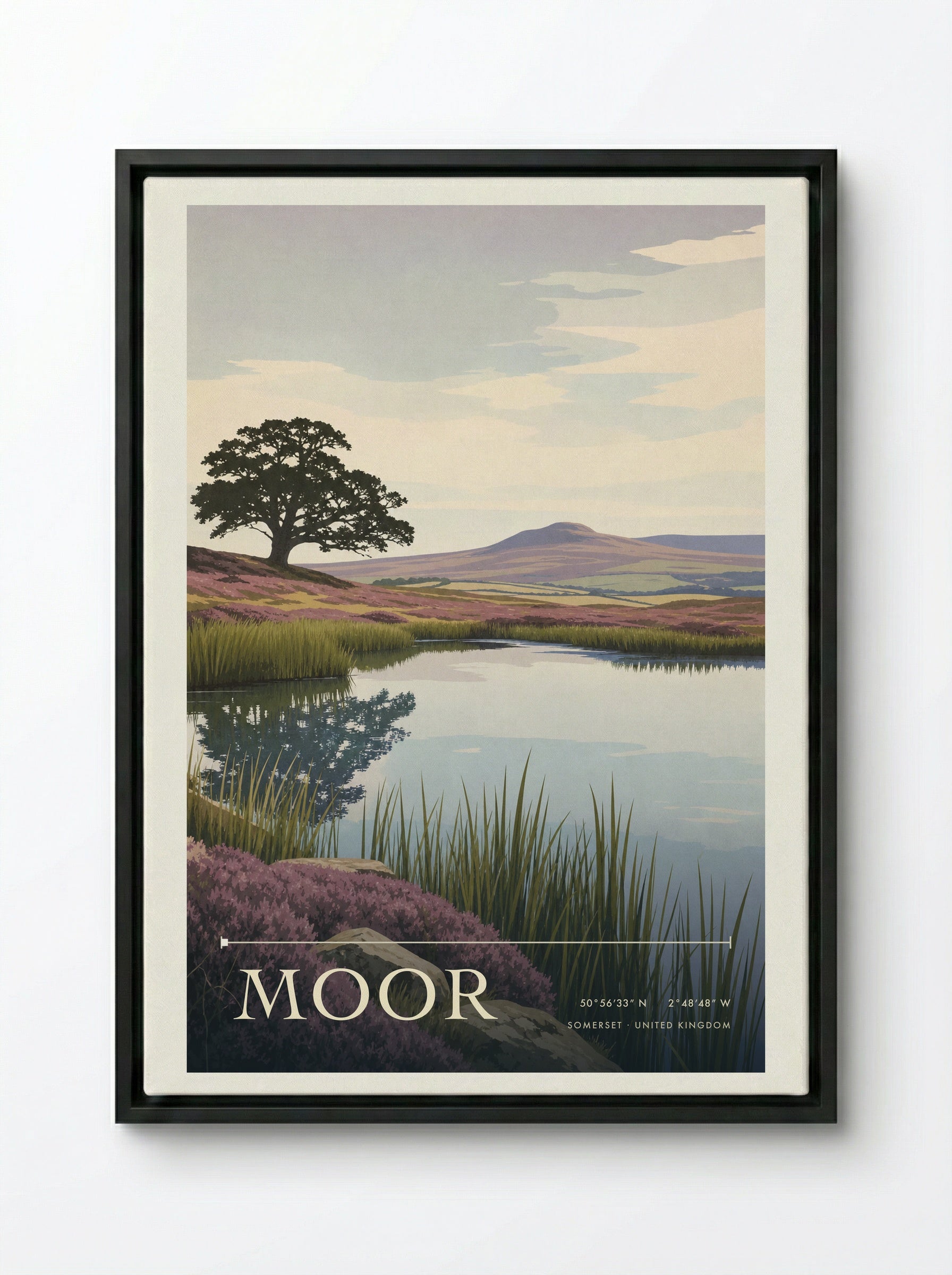Moor Somerset United Kingdom Travel Poster - Framed Canvas Black