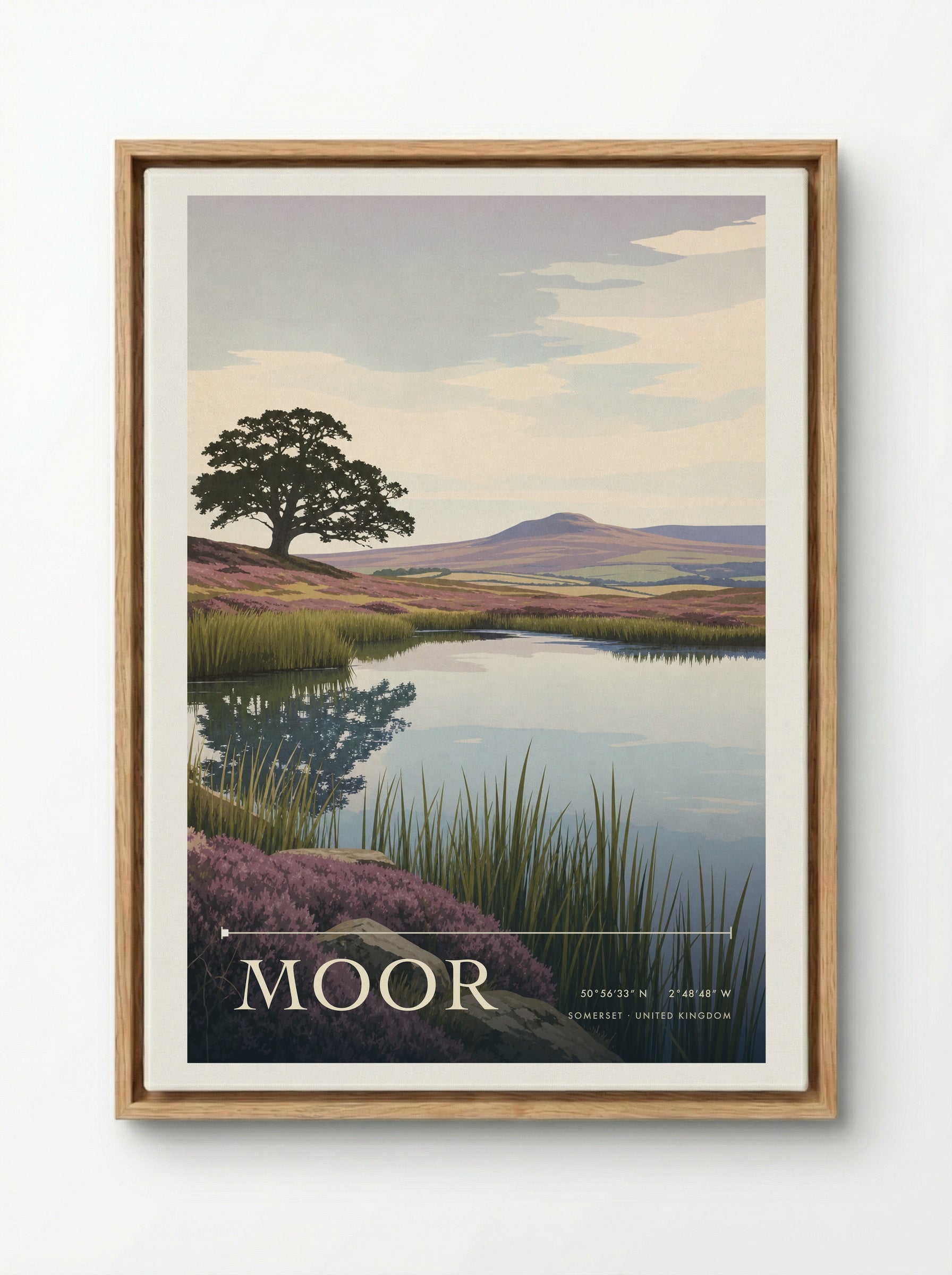 Moor Somerset United Kingdom Travel Poster - Framed Canvas Wood