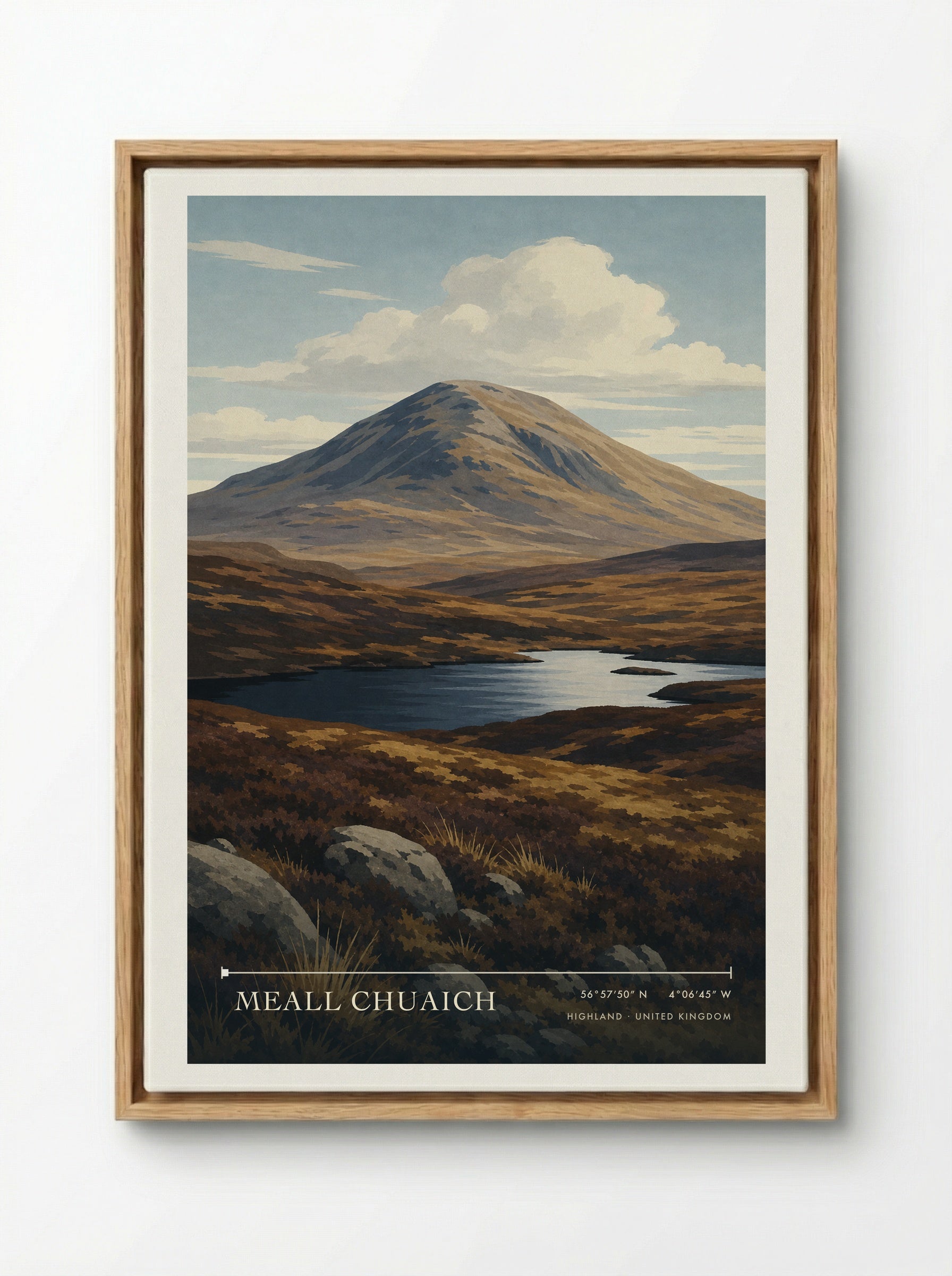 Meall Chuaich Highland United Kingdom Travel Poster - Framed Canvas Wood