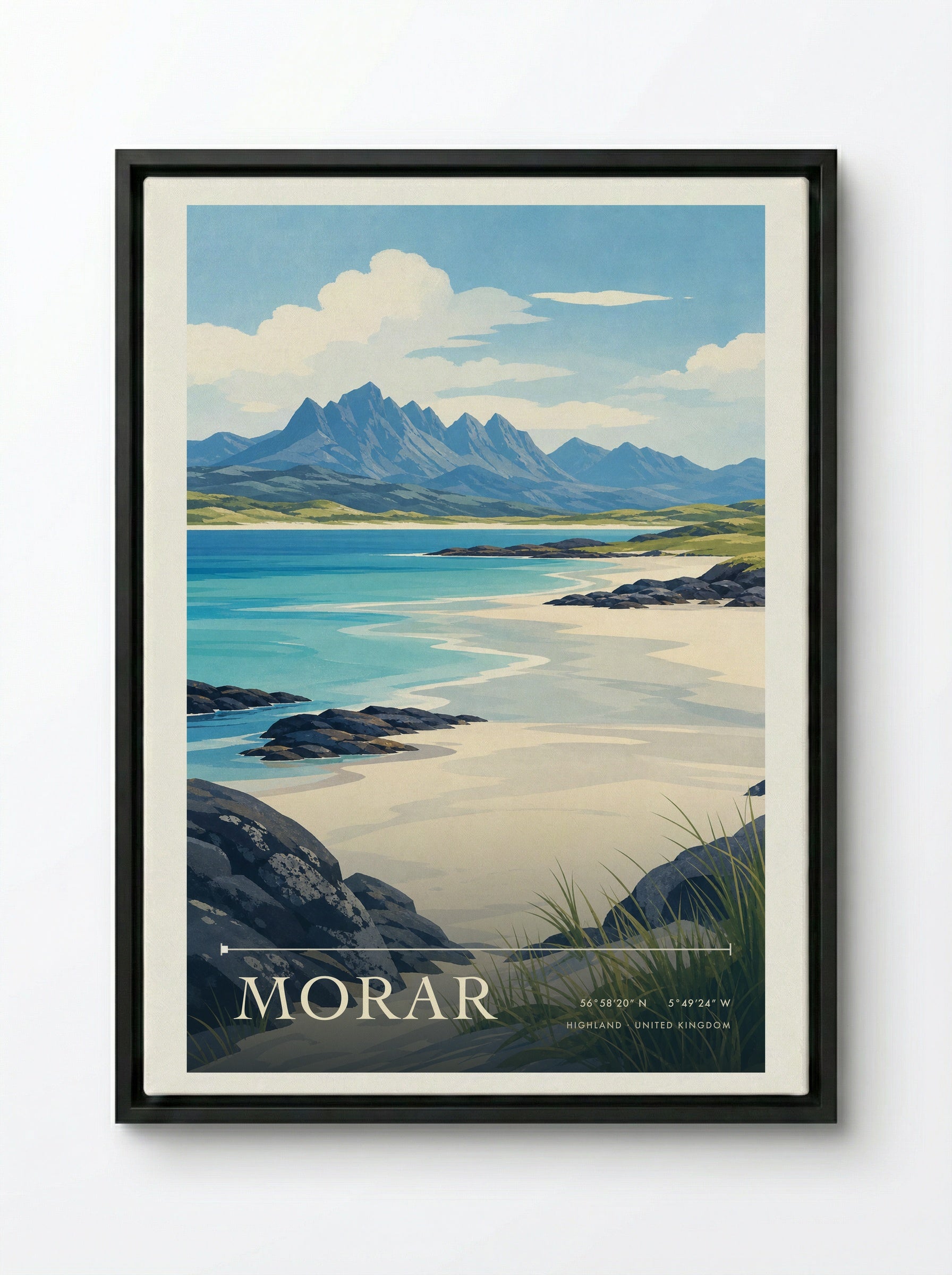 Morar Highland United Kingdom Travel Poster - Framed Canvas Black