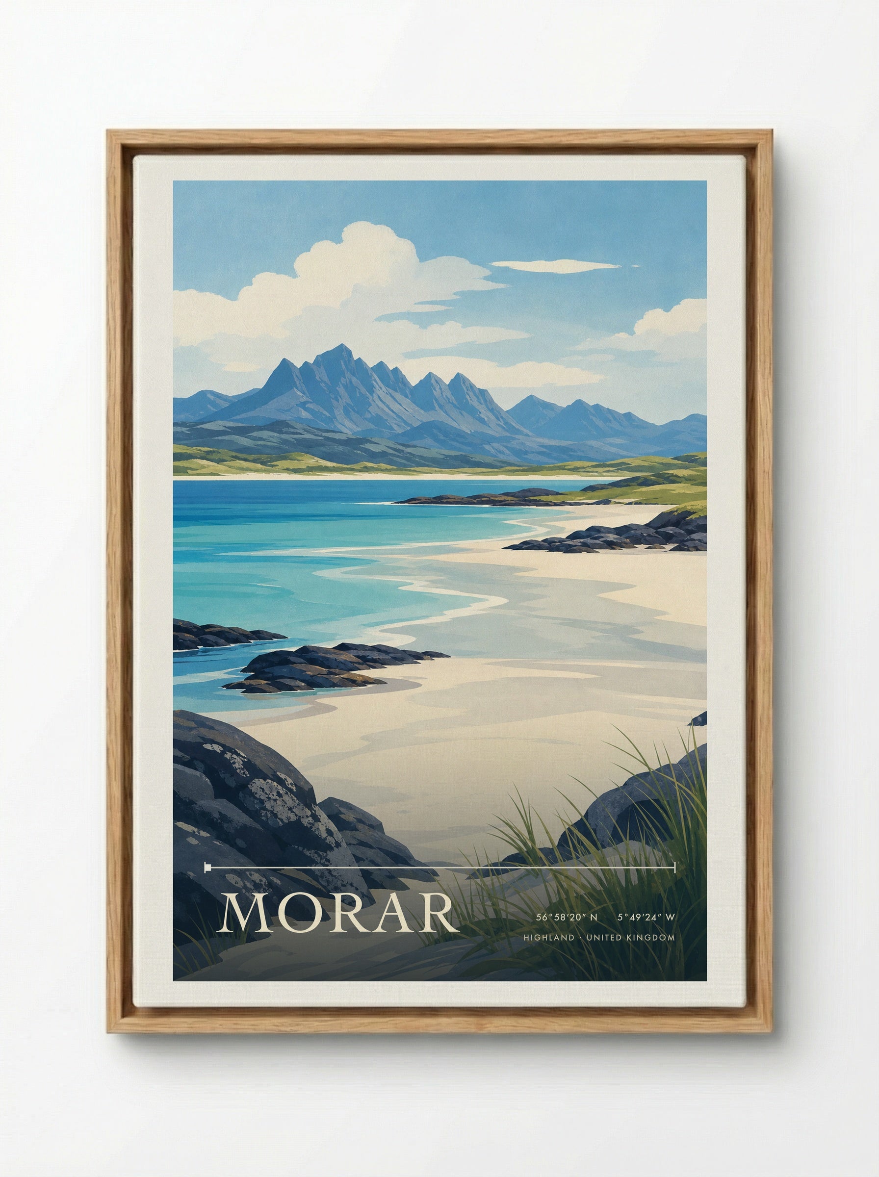 Morar Highland United Kingdom Travel Poster - Framed Canvas Wood