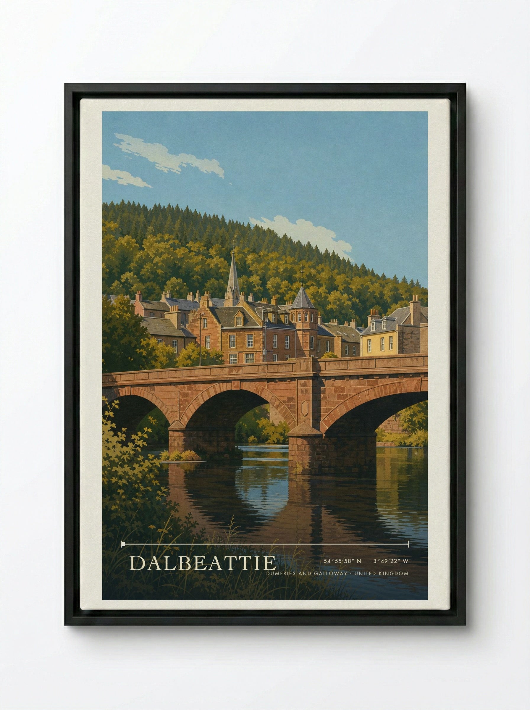 Dalbeattie Dumfries and Galloway United Kingdom Travel Poster - Framed Canvas Black
