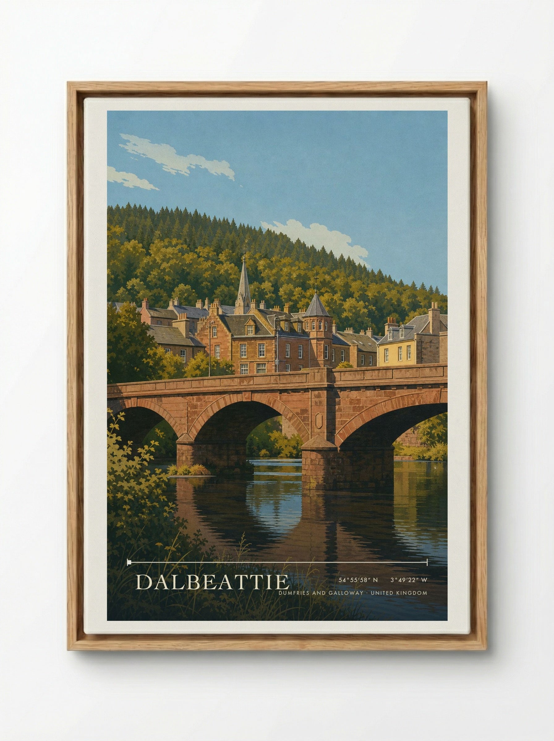 Dalbeattie Dumfries and Galloway United Kingdom Travel Poster - Framed Canvas Wood