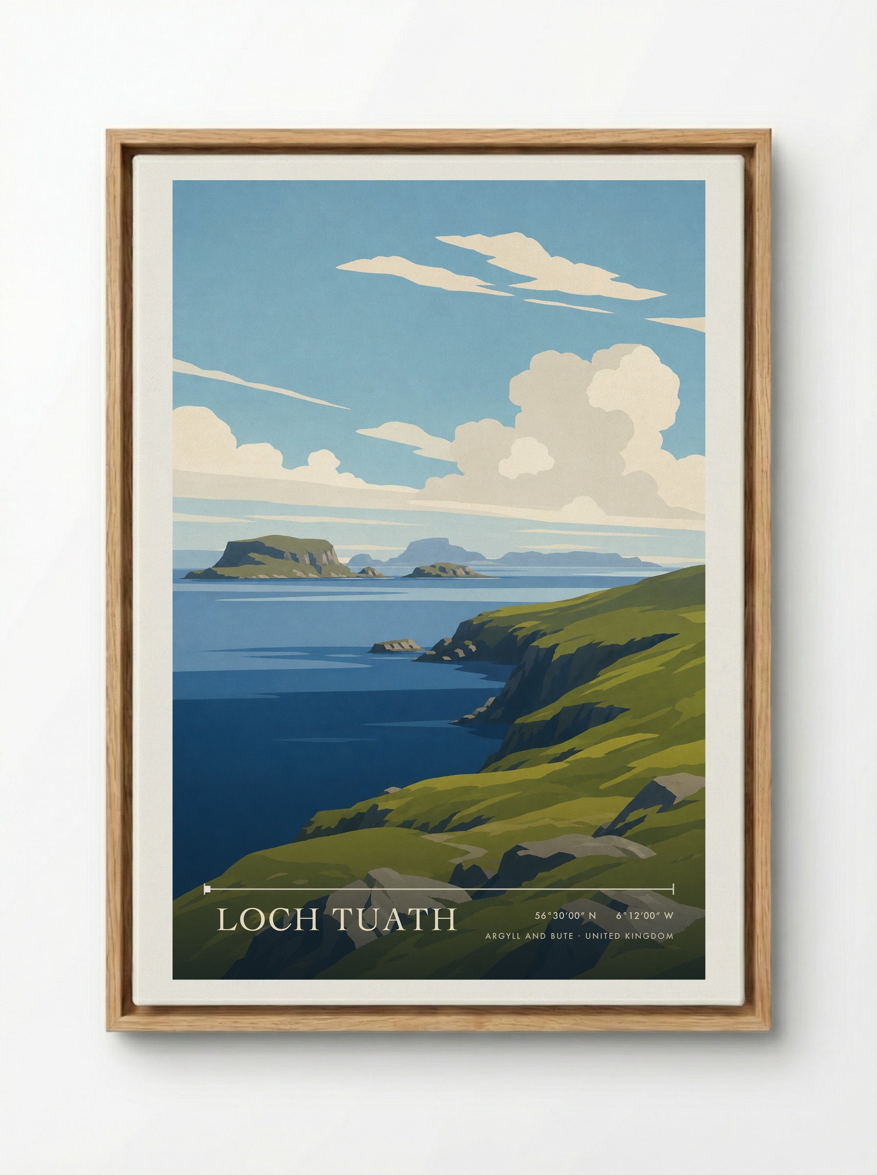 Loch Tuath Argyll and Bute United Kingdom Travel Poster - Framed Canvas Wood