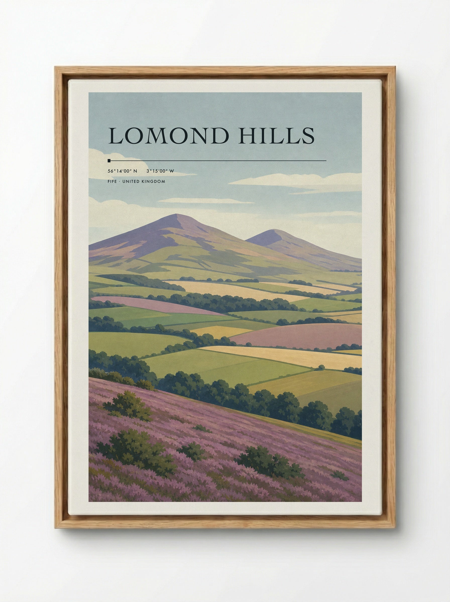 Lomond Hills Fife United Kingdom Travel Poster - Framed Canvas Wood