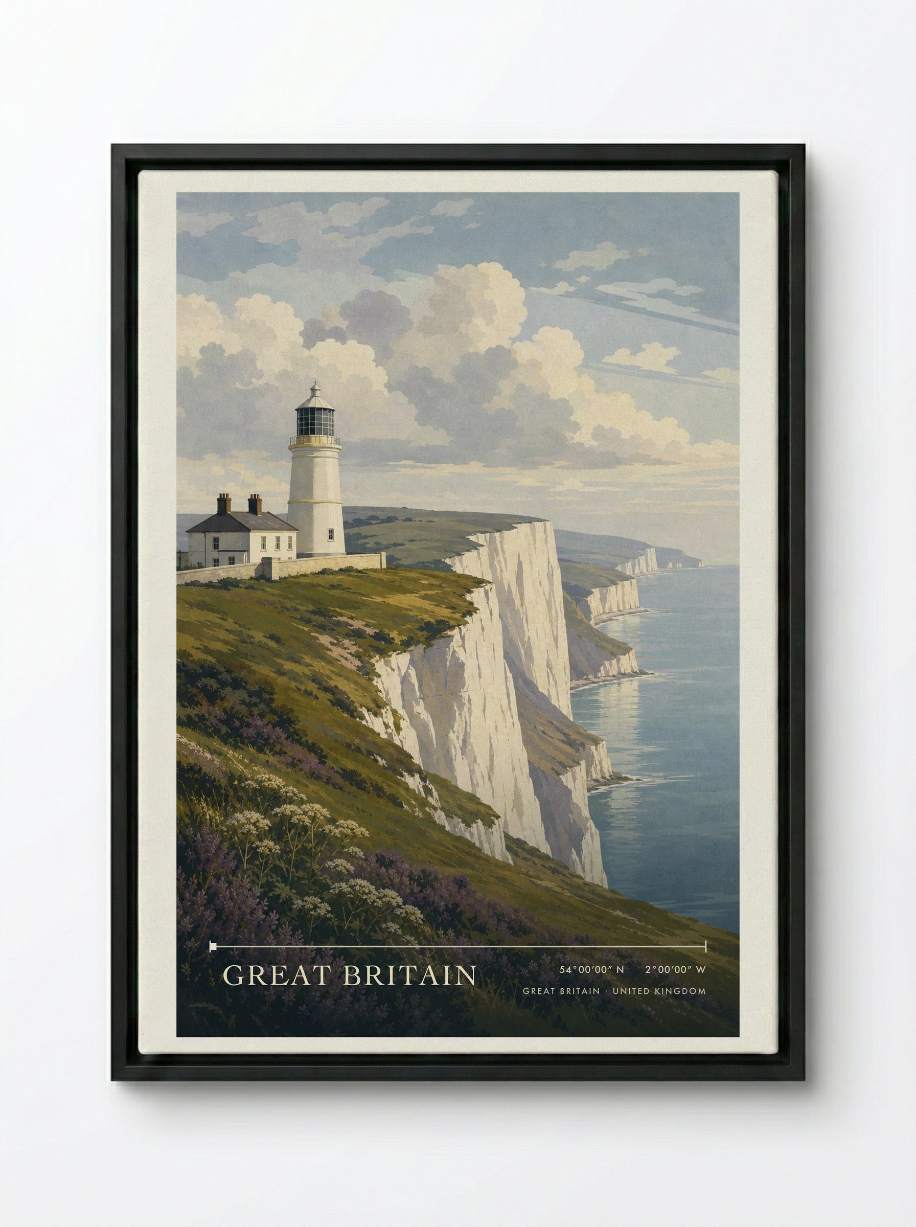 Great Britain United Kingdom Travel Poster - Framed Canvas Black