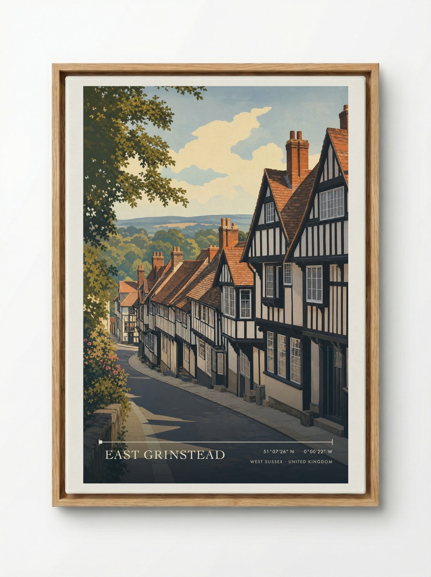 East Grinstead West Sussex United Kingdom Travel Poster - Framed Canvas Wood