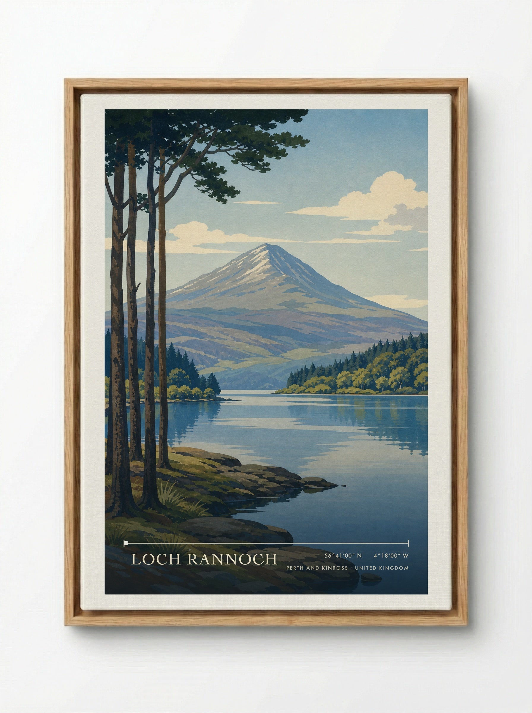 Loch Rannoch Perth and Kinross United Kingdom Travel Poster - Framed Canvas Wood