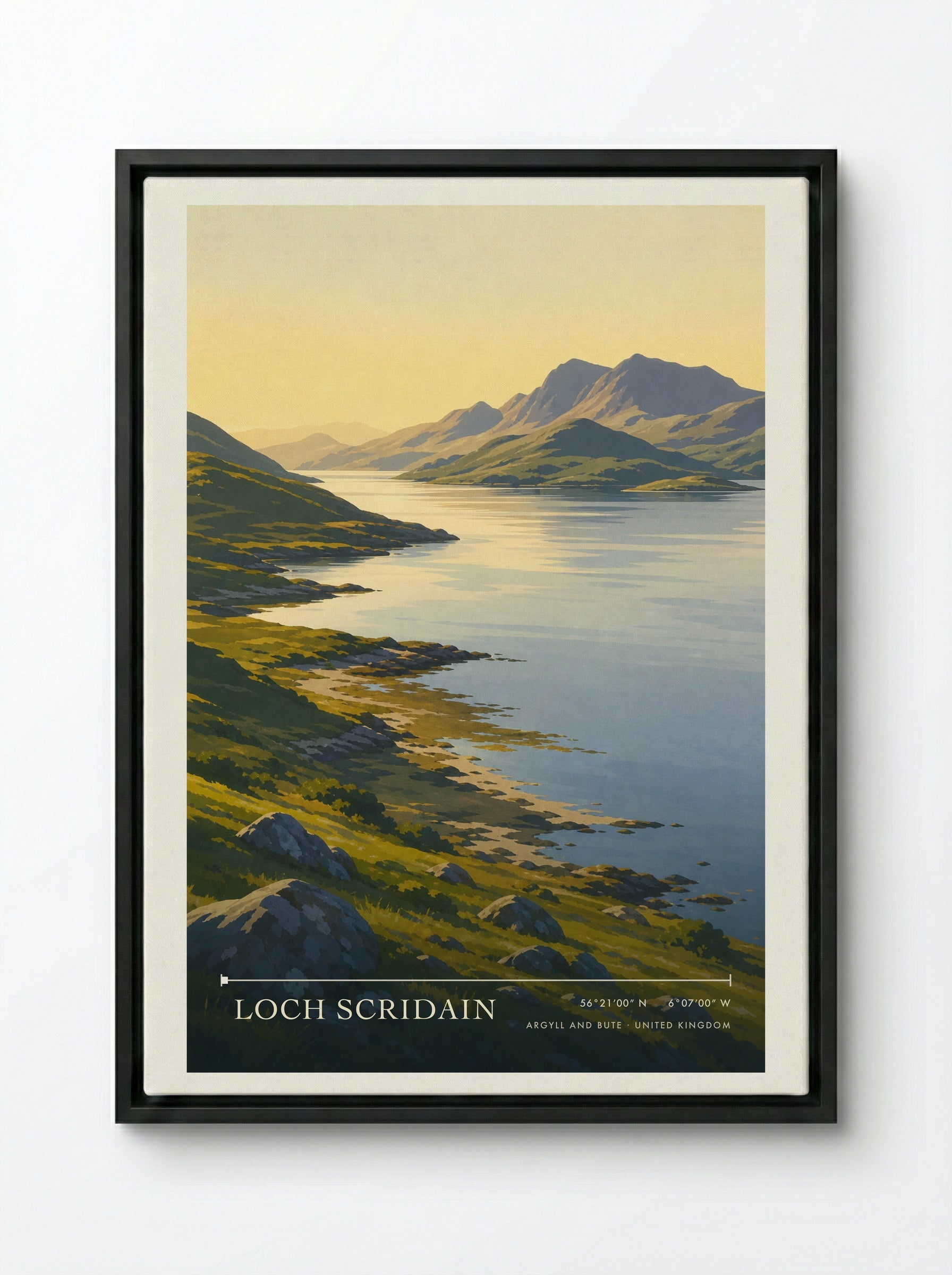 Loch Scridain Argyll and Bute United Kingdom Travel Poster - Framed Canvas Black