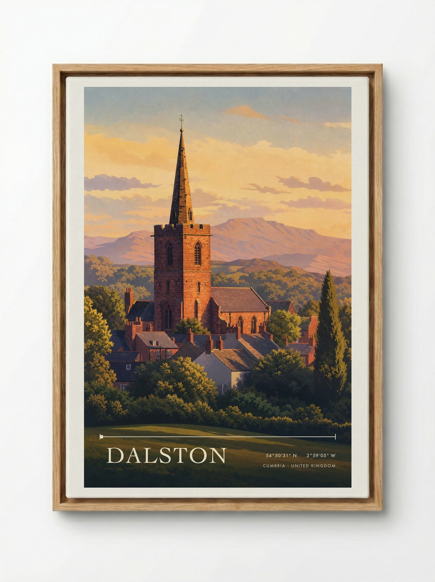 Dalston Cumbria United Kingdom Travel Poster - Framed Canvas Wood