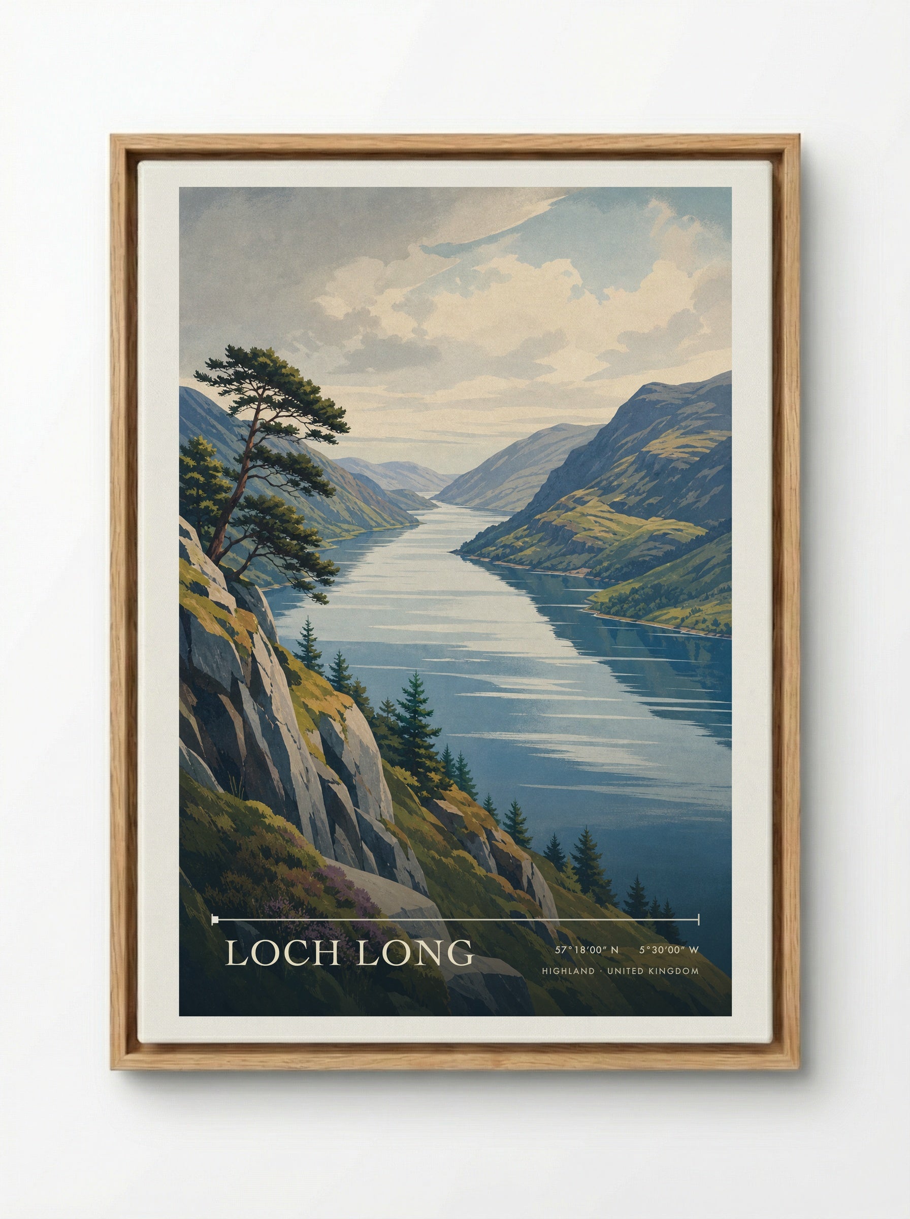 Loch Long Highland United Kingdom Travel Poster - Framed Canvas Wood