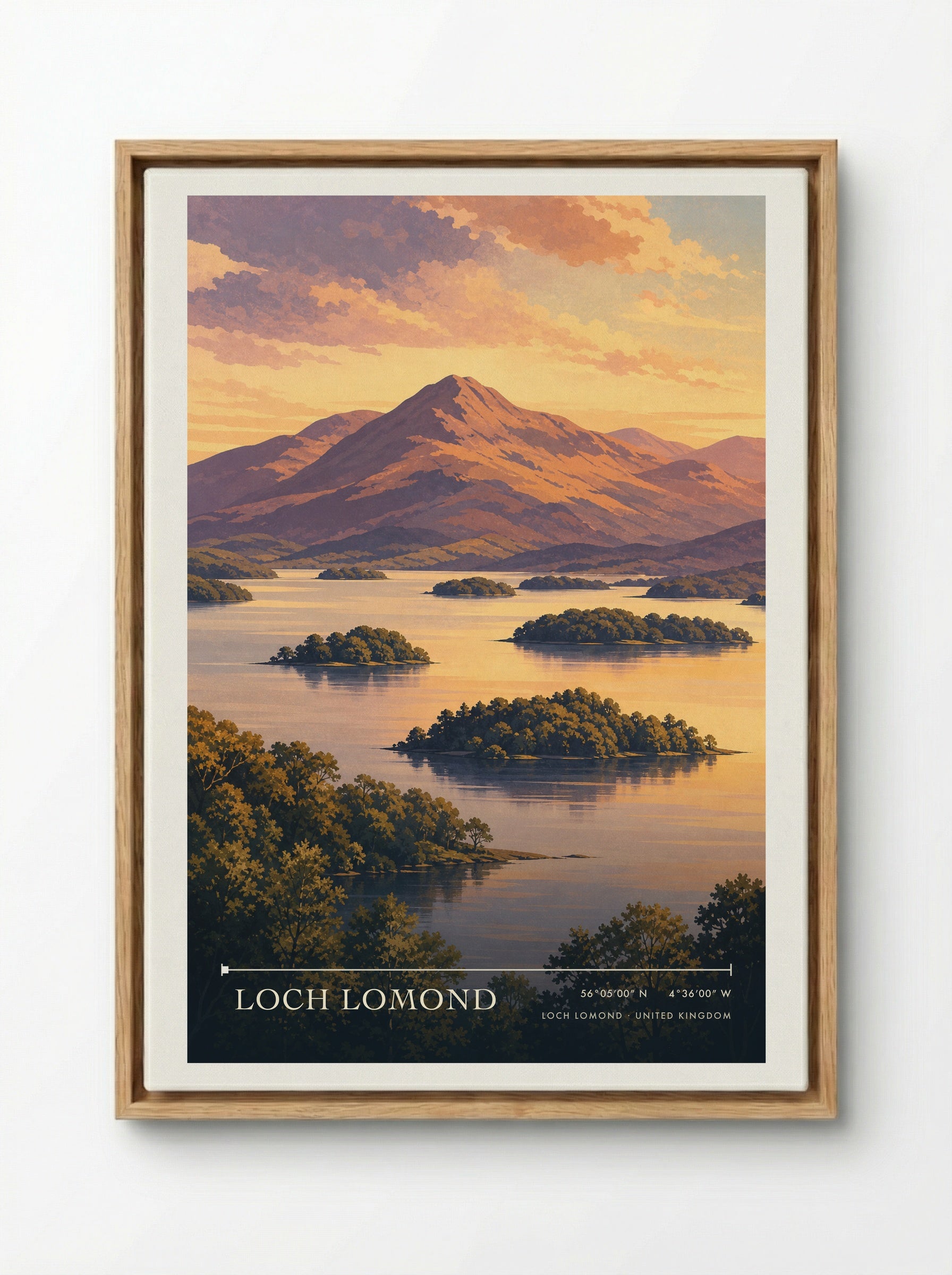 Loch Lomond United Kingdom Travel Poster - Framed Canvas Wood