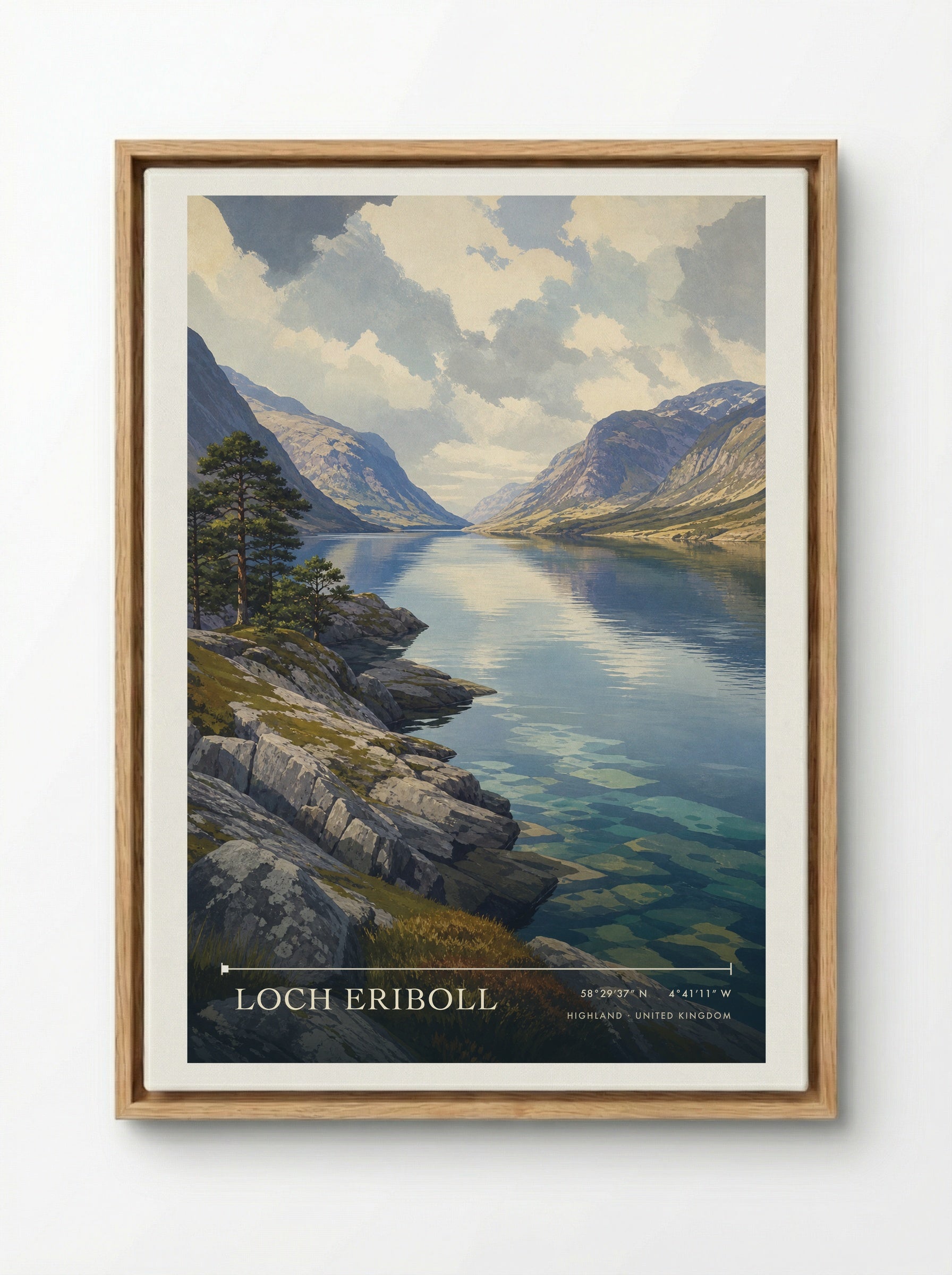 Loch Eriboll Highland United Kingdom Travel Poster - Framed Canvas Wood