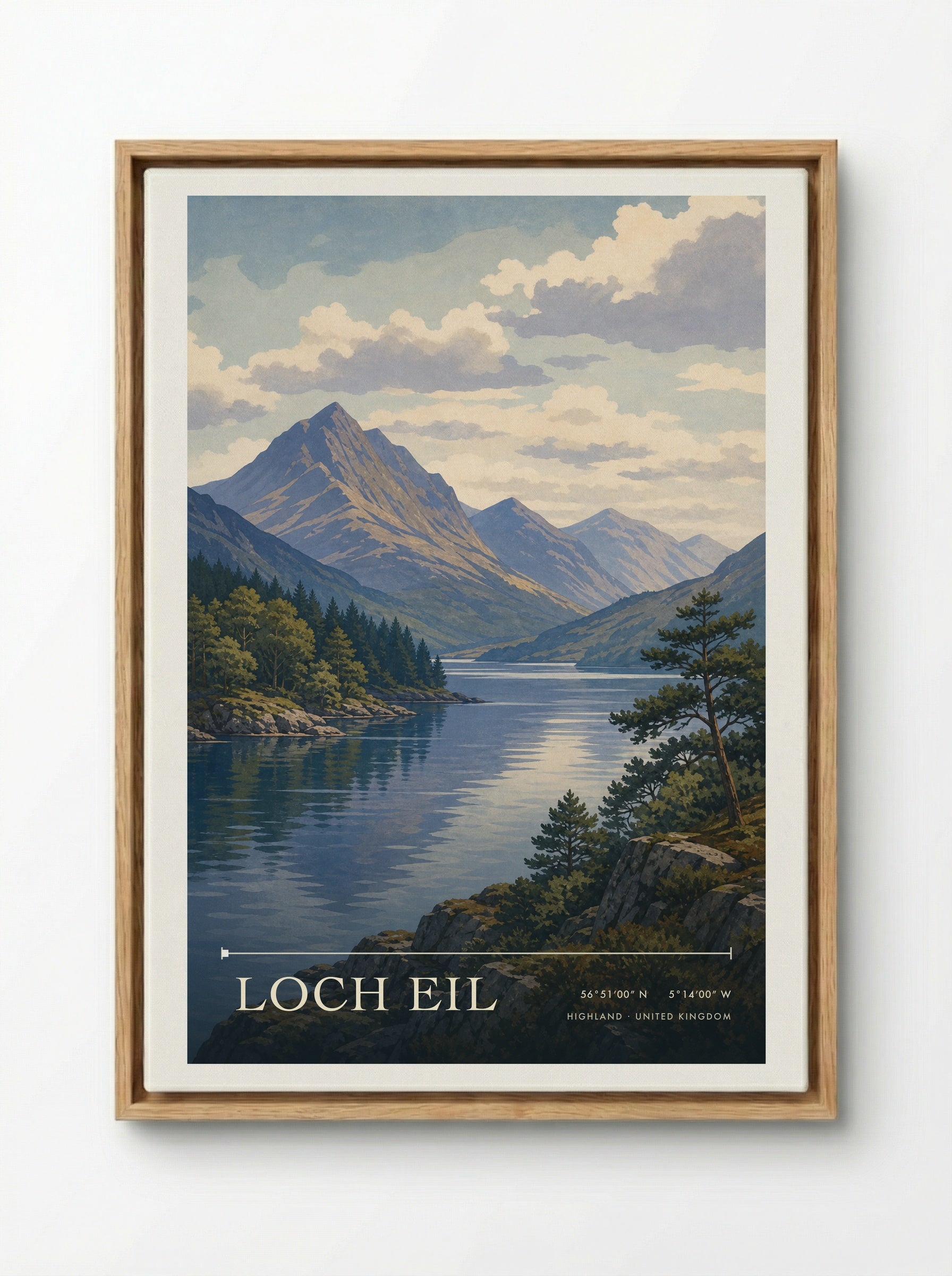 Loch Eil Highland United Kingdom Travel Poster - Framed Canvas Wood