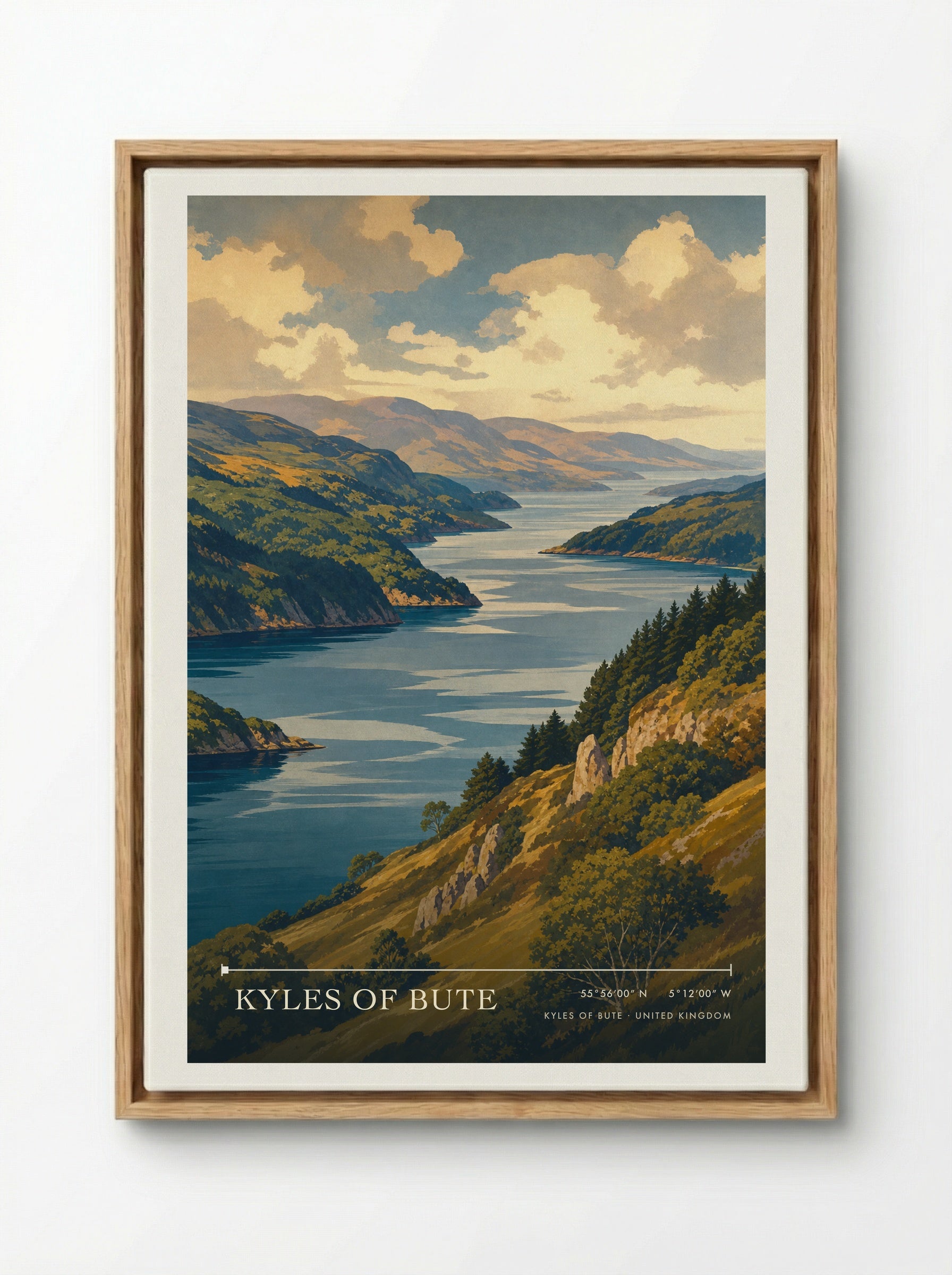 Kyles of Bute United Kingdom Travel Poster - Framed Canvas Wood