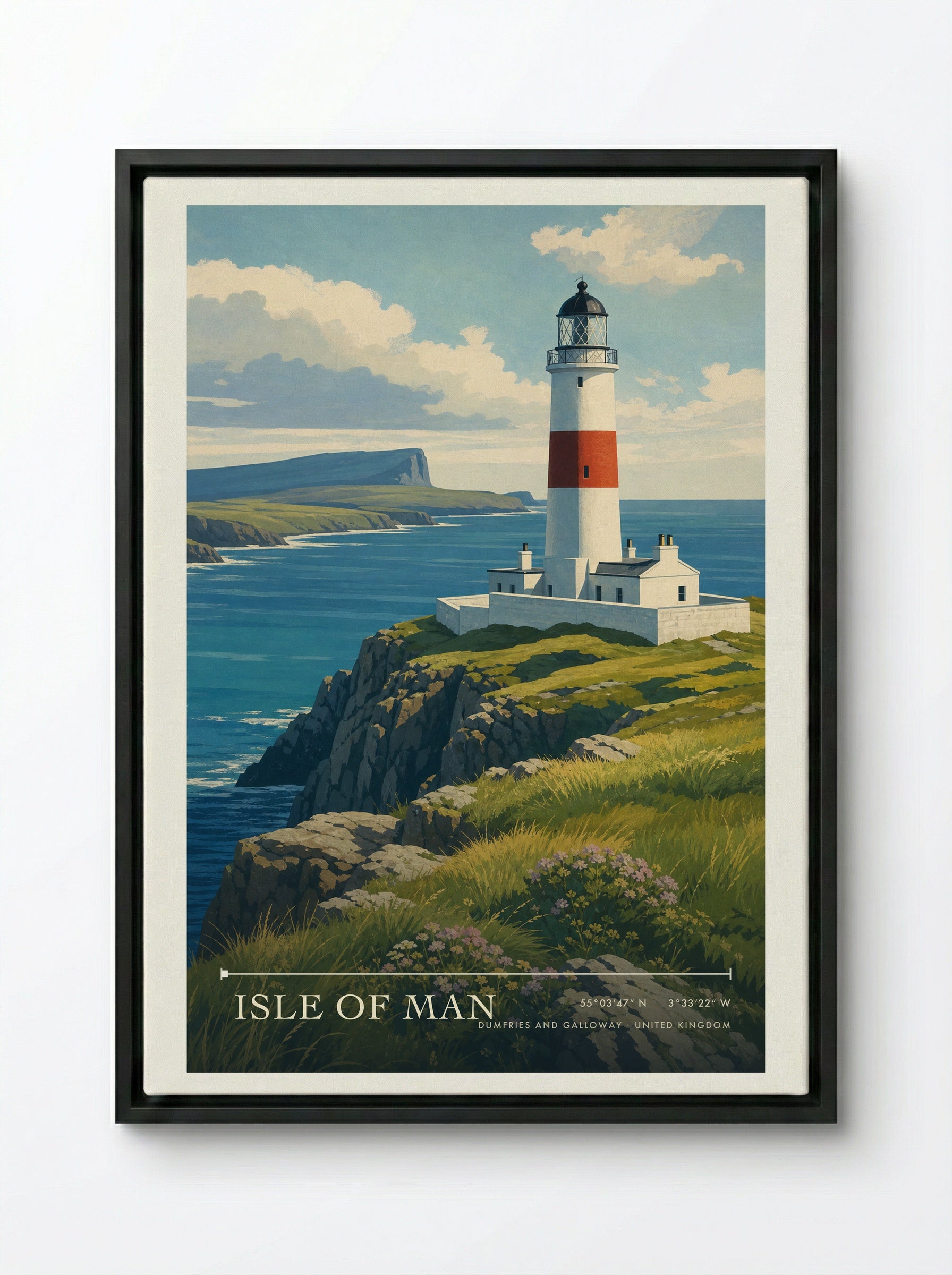 Isle of Man Dumfries and Galloway United Kingdom Travel Poster - Framed Canvas Black