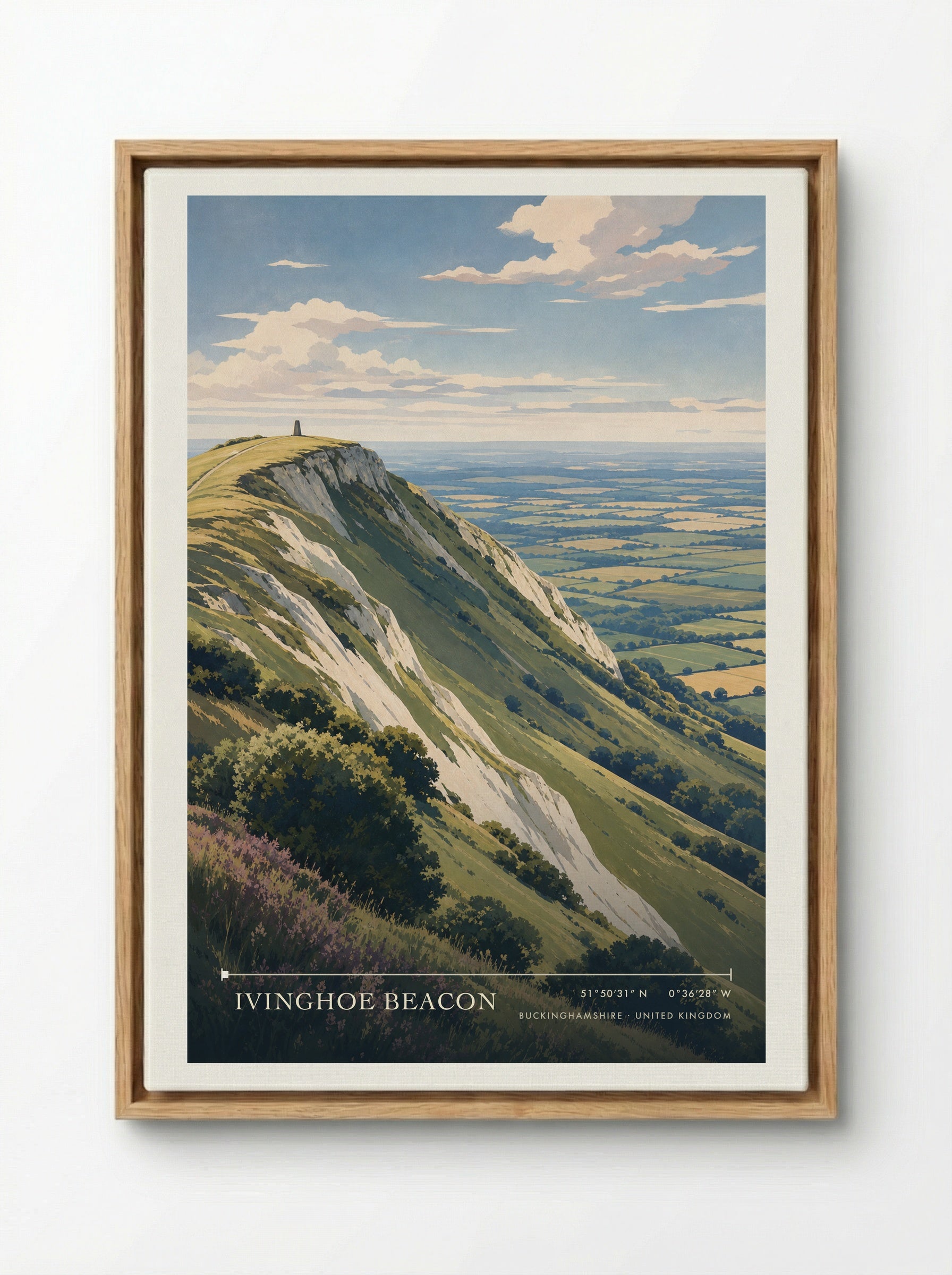Ivinghoe Beacon Buckinghamshire United Kingdom Travel Poster - Framed Canvas Wood