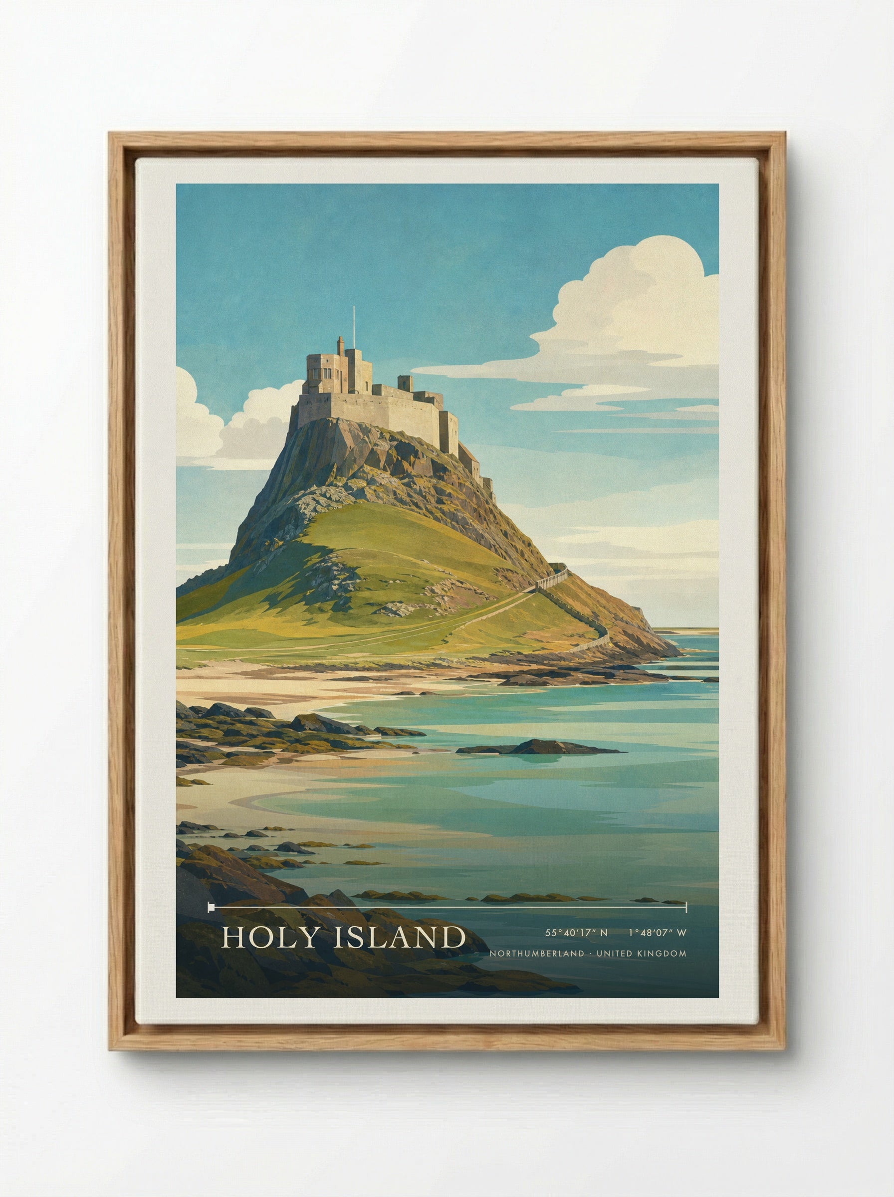 Holy Island Northumberland United Kingdom Travel Poster - Framed Canvas Wood