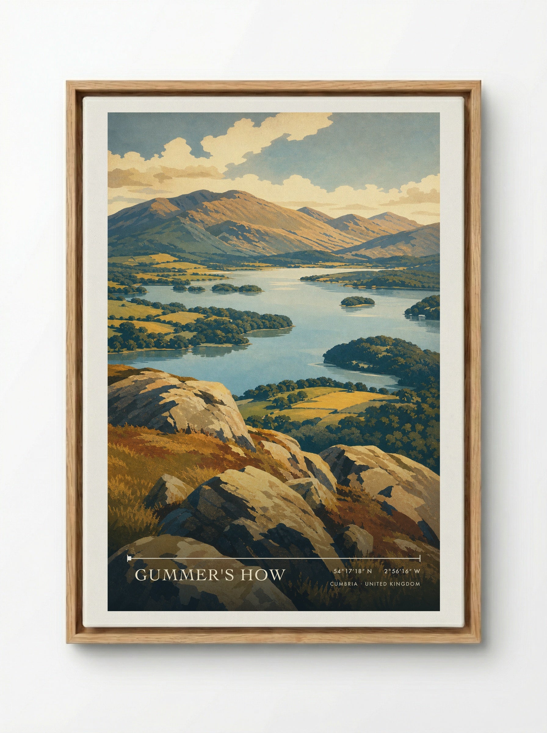 Gummer's How Cumbria United Kingdom Travel Poster - Framed Canvas Wood