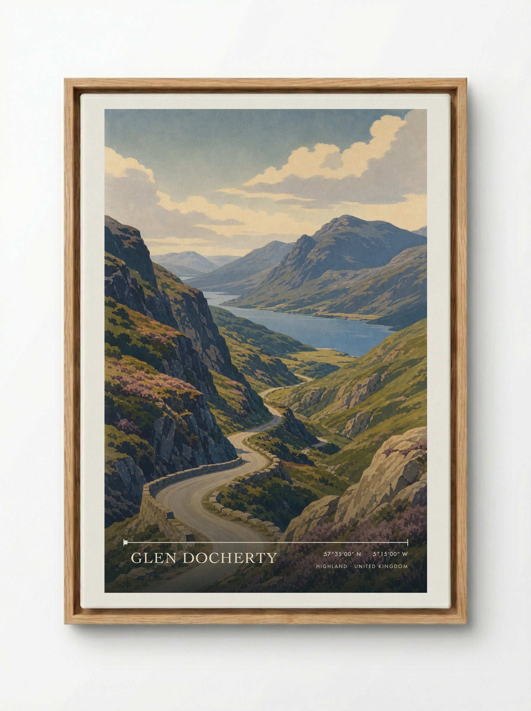 Glen Docherty Highland United Kingdom Travel Poster - Framed Canvas Wood