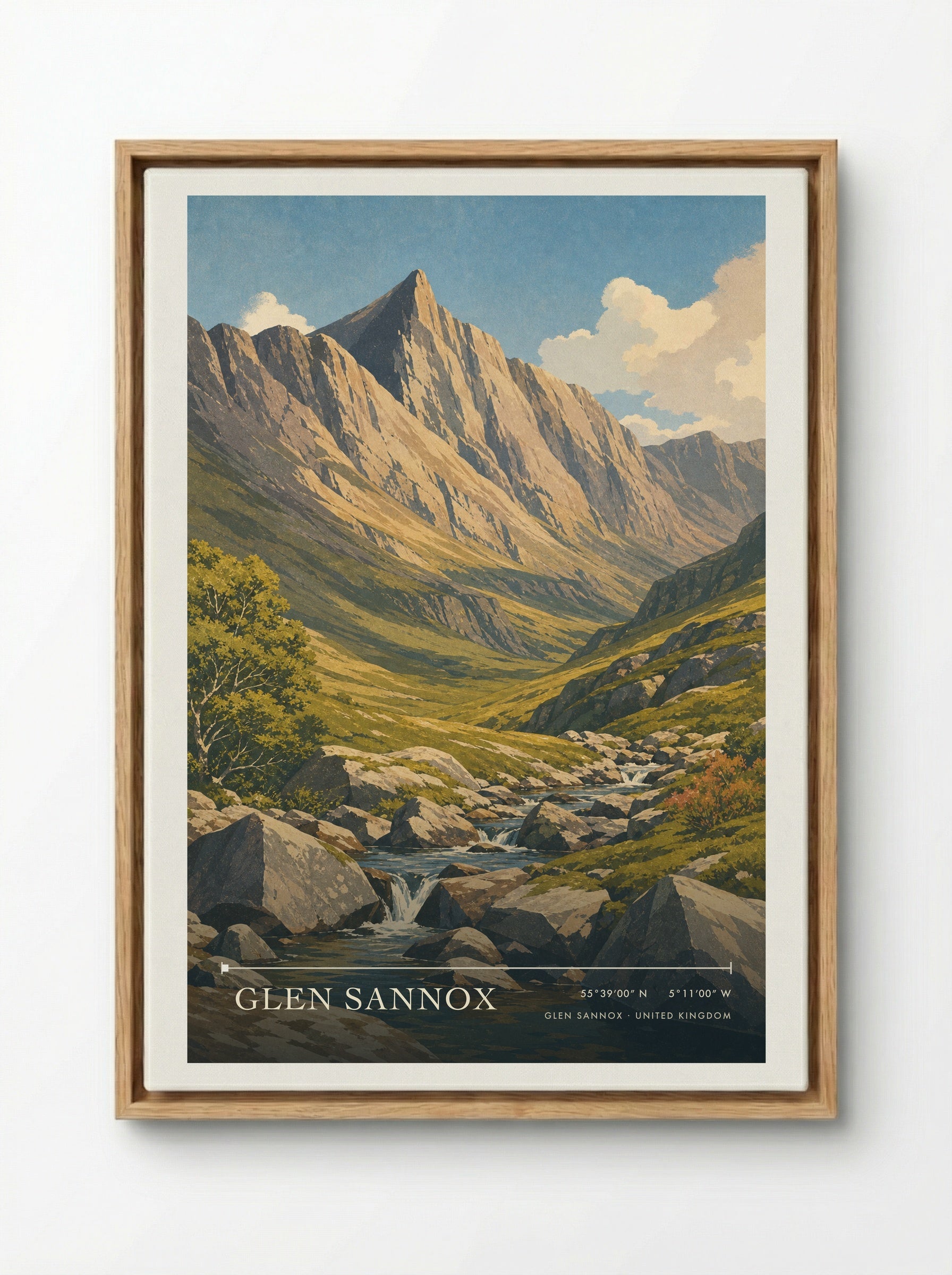 Glen Sannox United Kingdom Travel Poster - Framed Canvas Wood