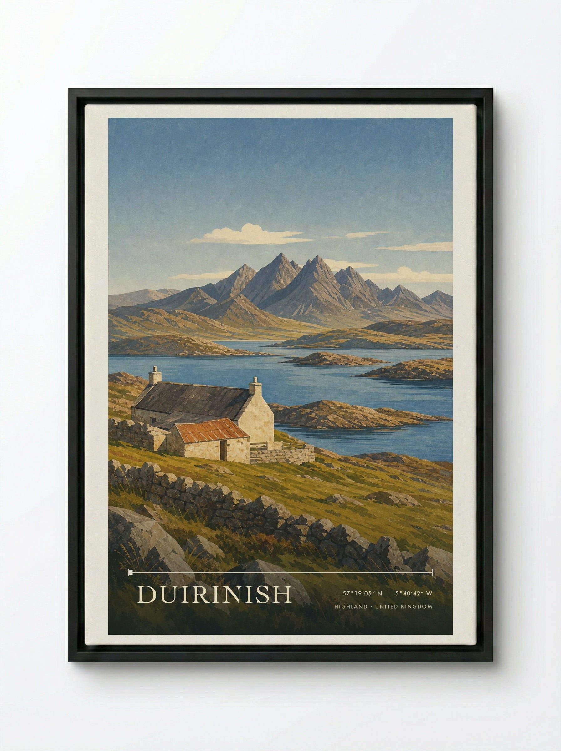 Duirinish Highland United Kingdom Travel Poster - Framed Canvas Black