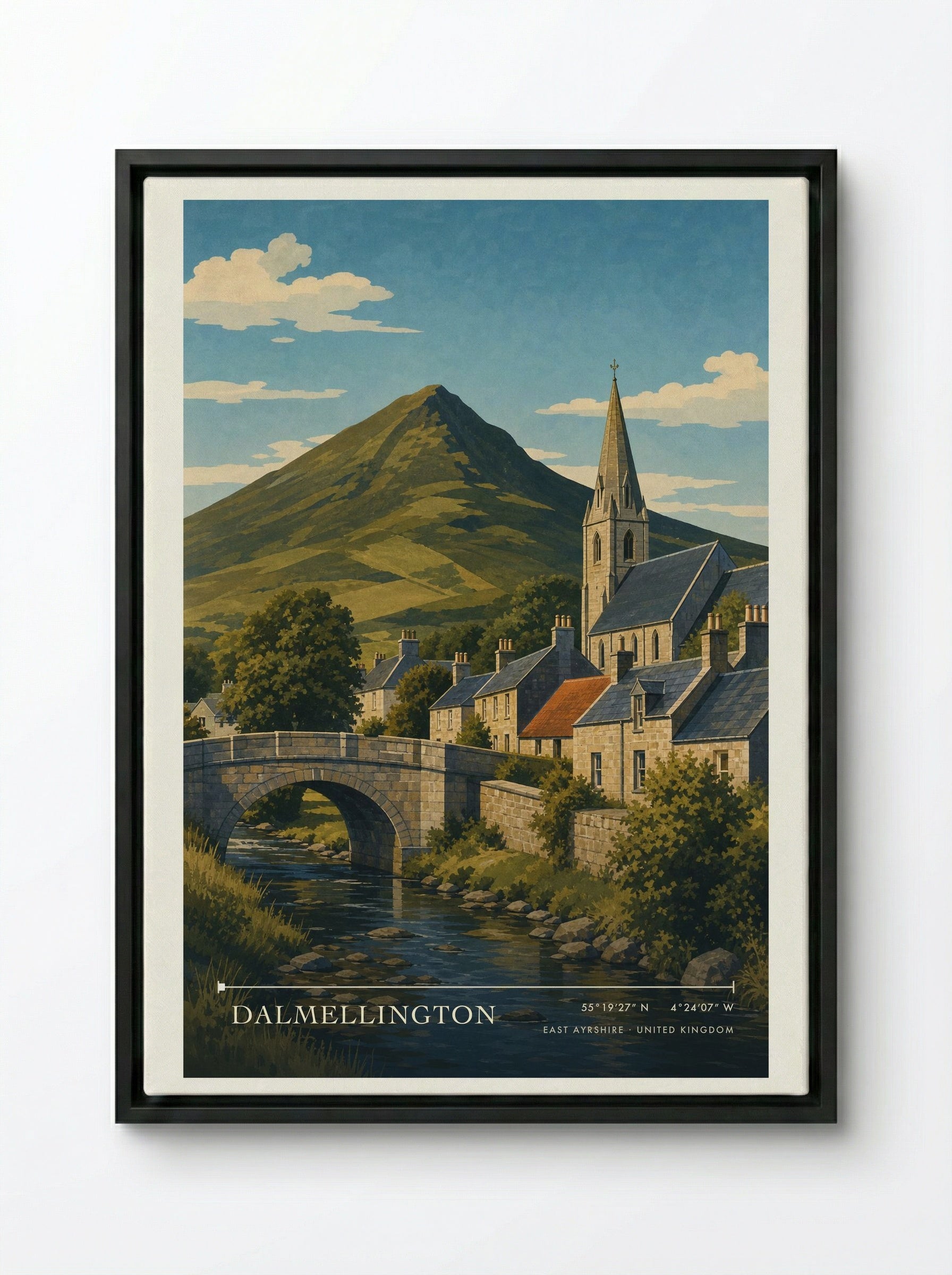 Dalmellington East Ayrshire United Kingdom Travel Poster - Framed Canvas Black