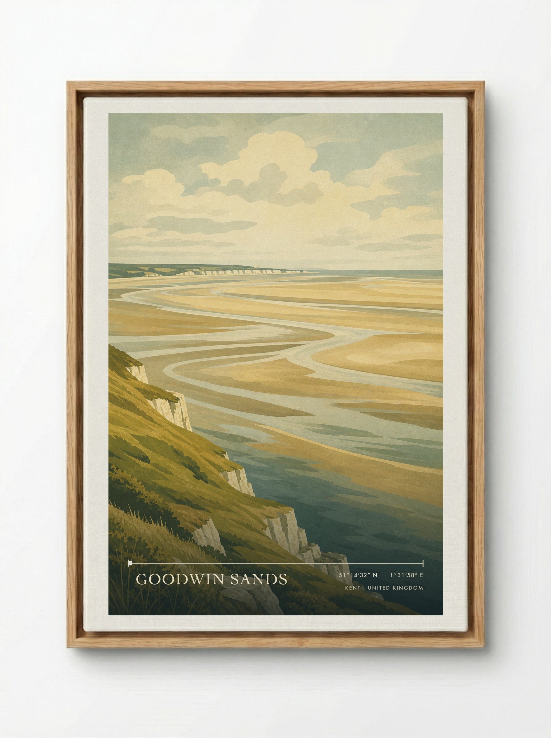 Goodwin Sands Kent United Kingdom Travel Poster - Framed Canvas Wood
