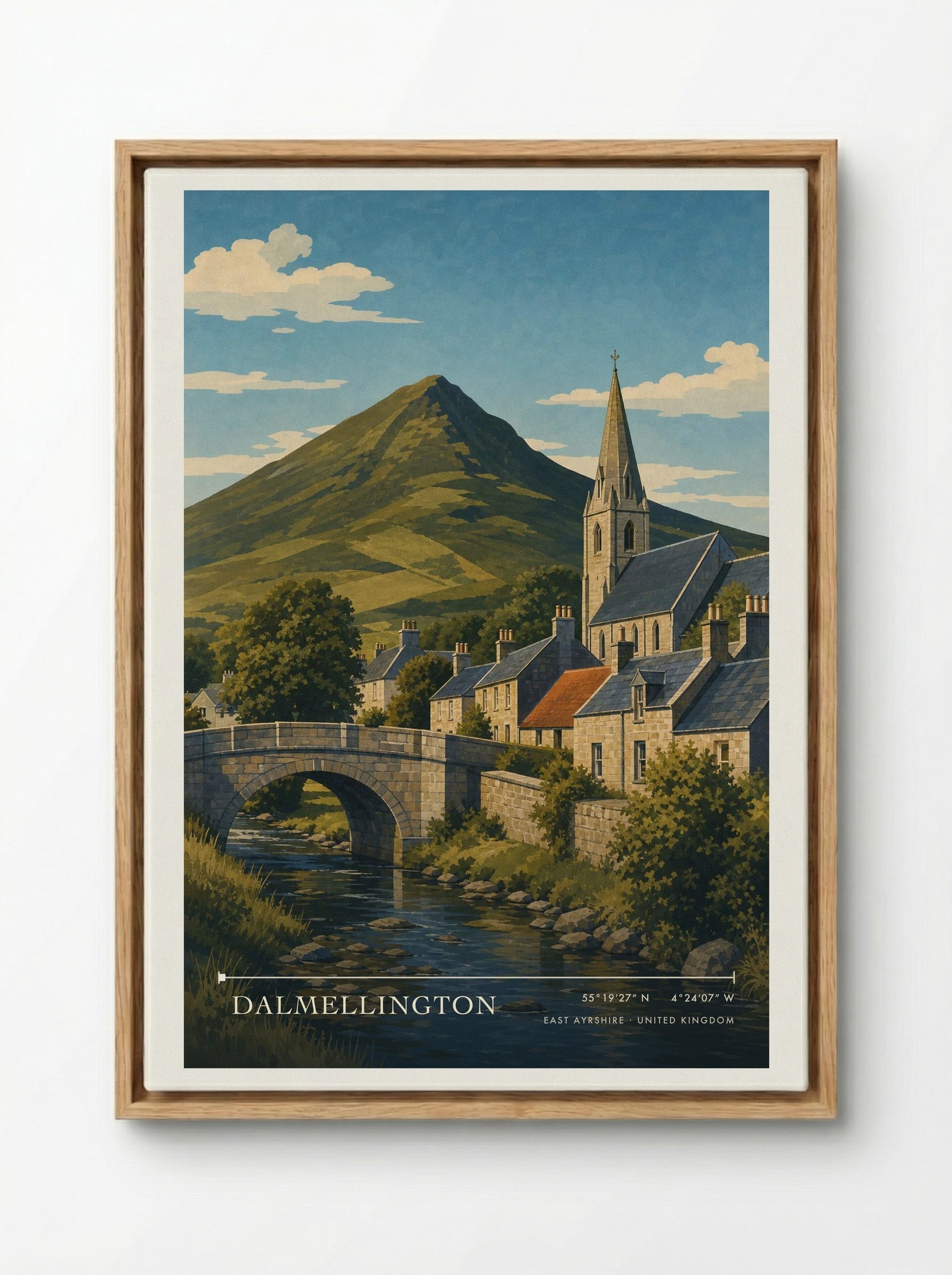 Dalmellington East Ayrshire United Kingdom Travel Poster - Framed Canvas Wood
