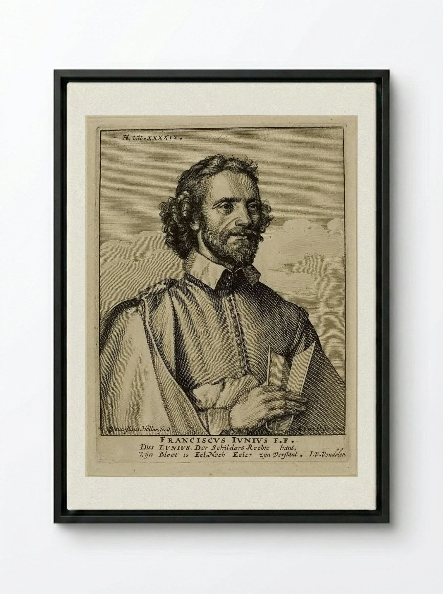 Franciscus Junius the Younger - Wenceslaus Hollar - Framed Canvas Black