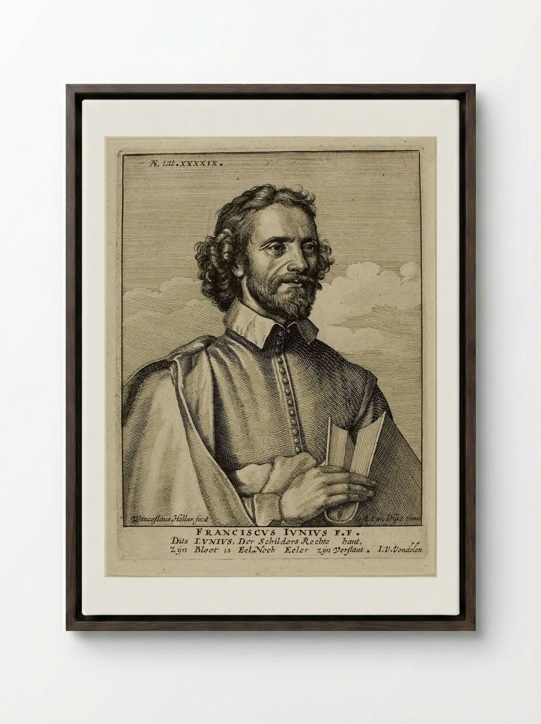 Franciscus Junius the Younger - Wenceslaus Hollar - Framed Canvas Dark Wood