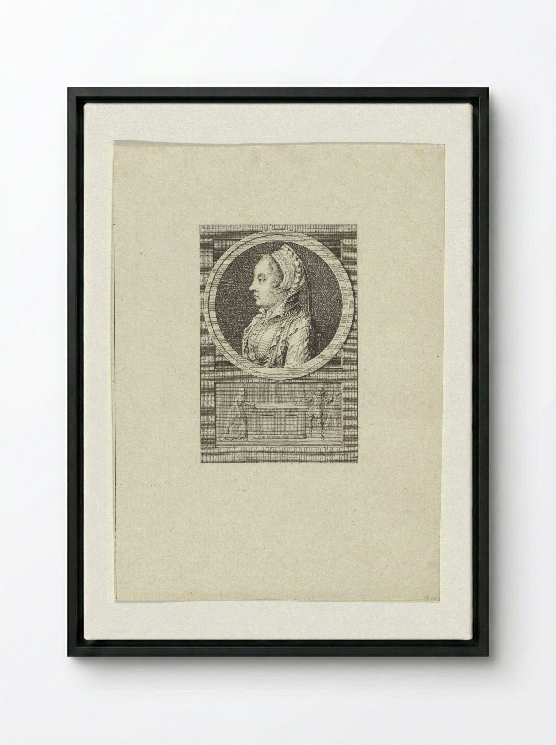 Portret van Margaretha Coppier - Reinier Vinkeles - Framed Canvas Black