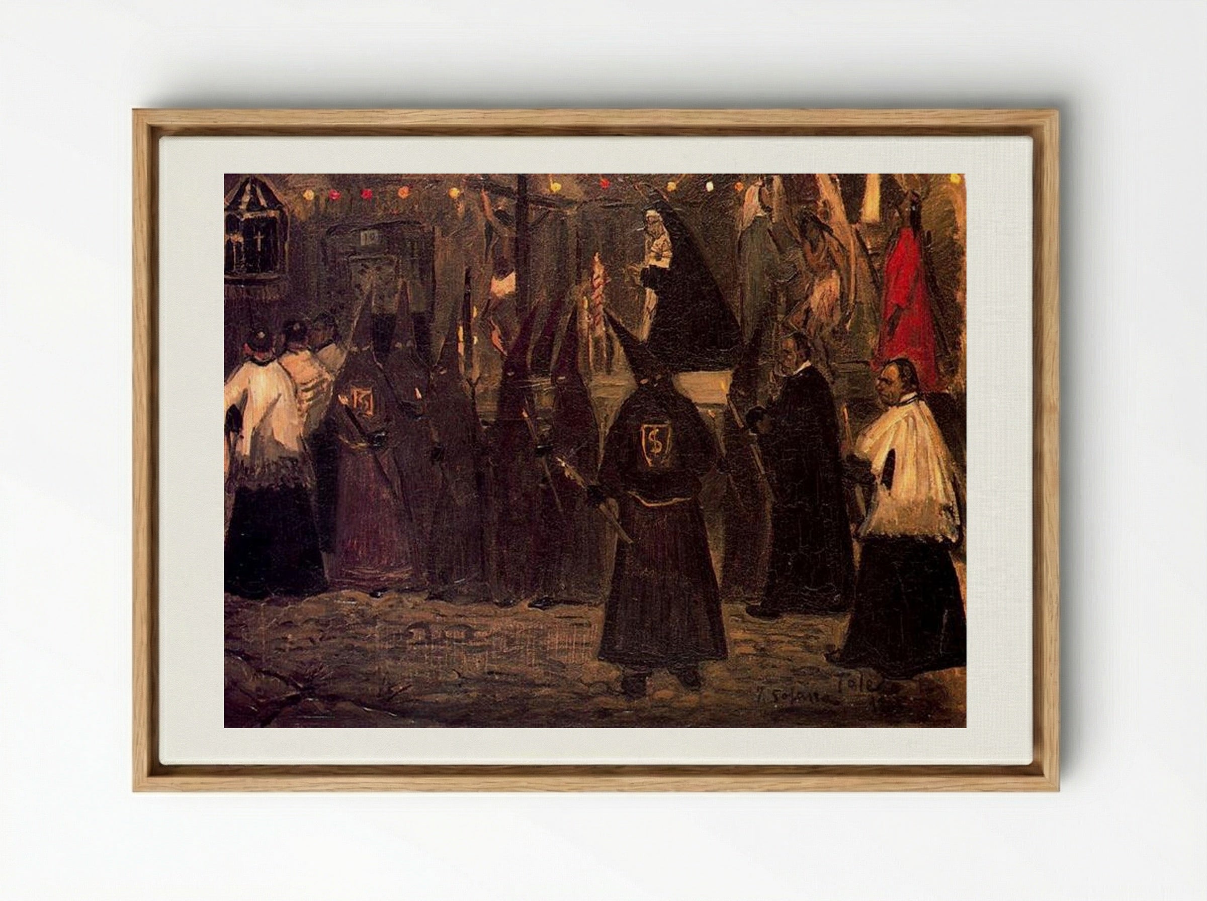 Procession in Toledo - José Gutiérrez Solana - Framed Canvas Wood
