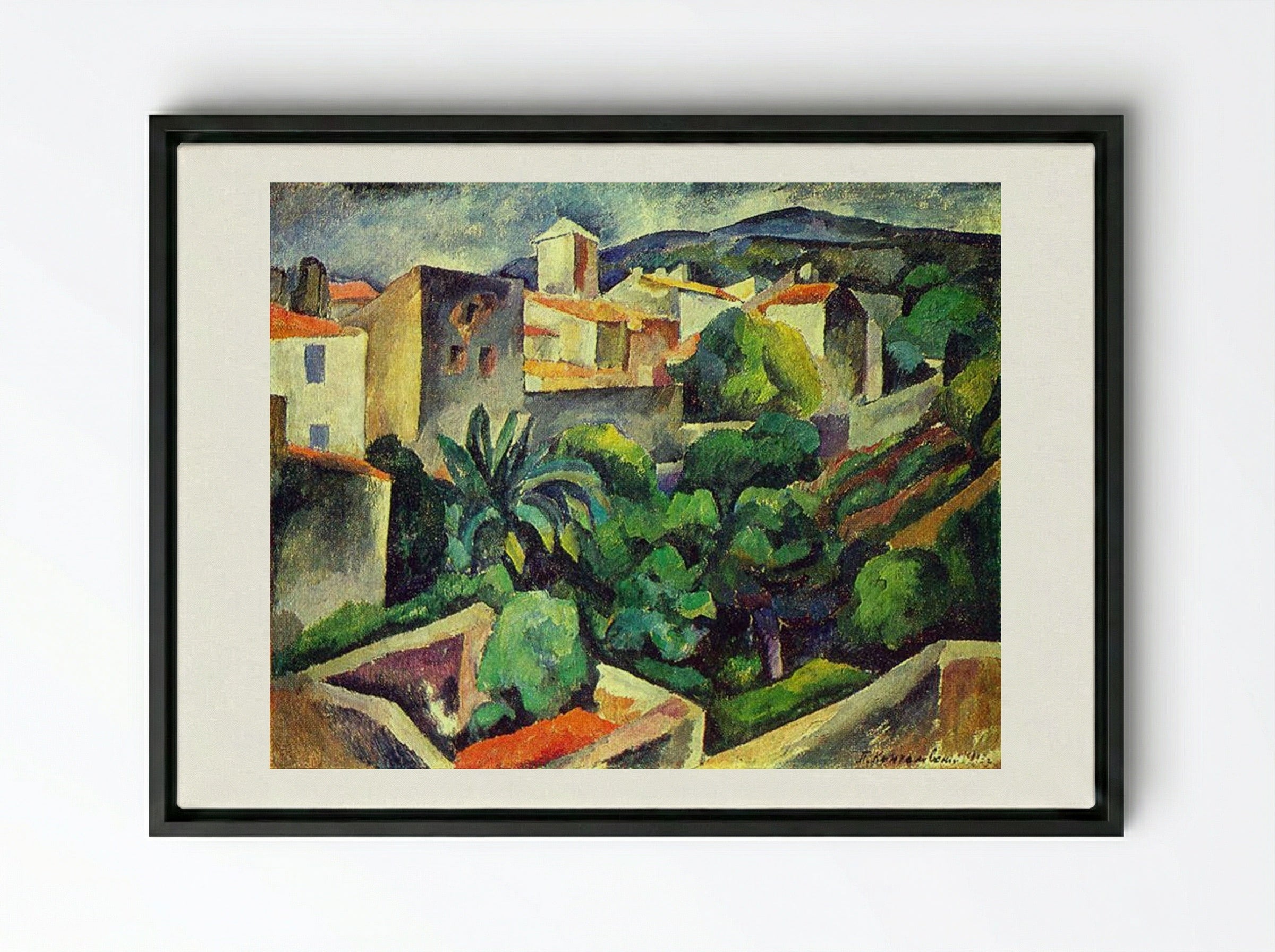 Cassis. The view from the window - Pyotr Konchalovsky - Framed Canvas Black